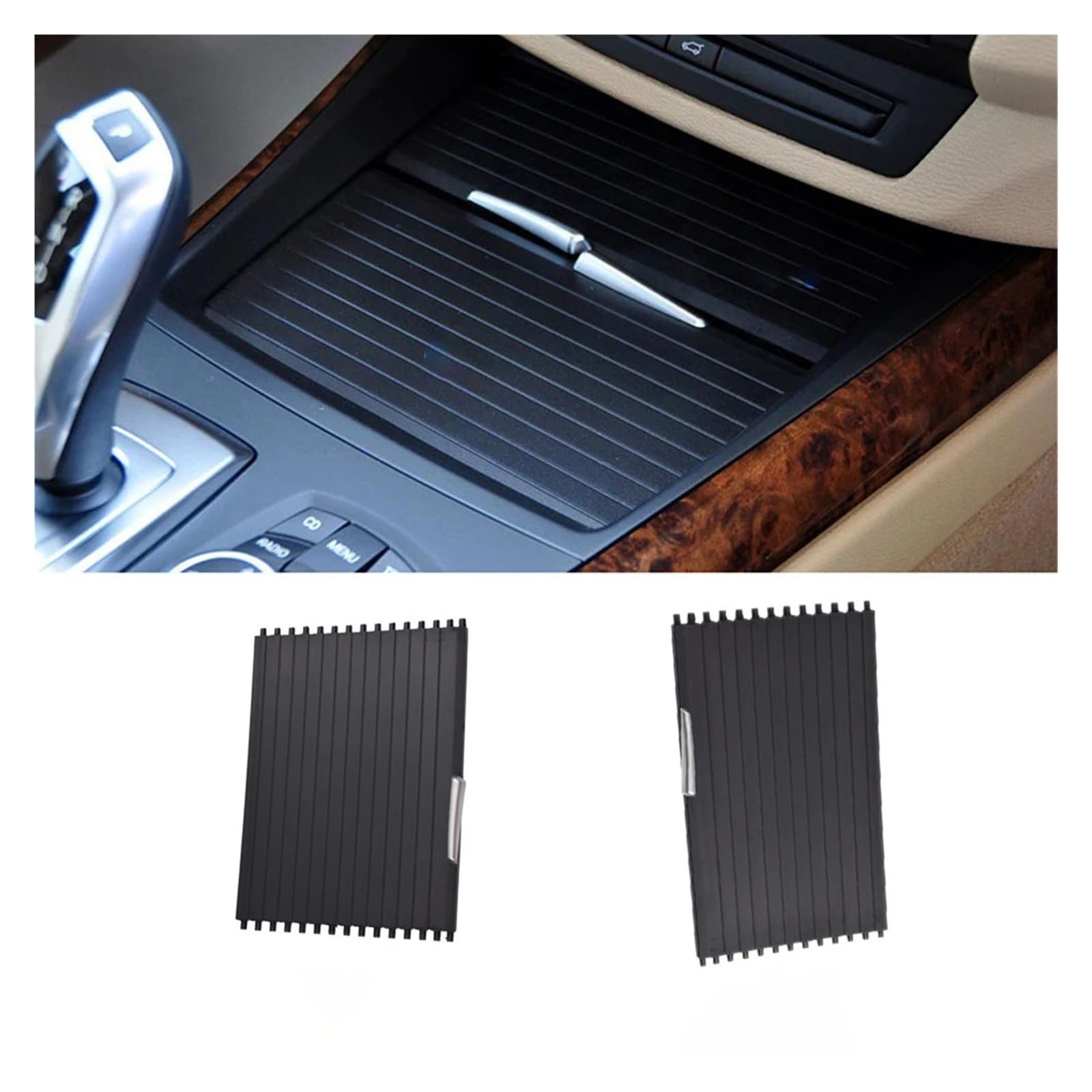 Housse Store Pour Porte-gobelets BMW X5 E70 / X6 E71 - Cache Coulissant Avec Fermeture éclair, Rangement Discret