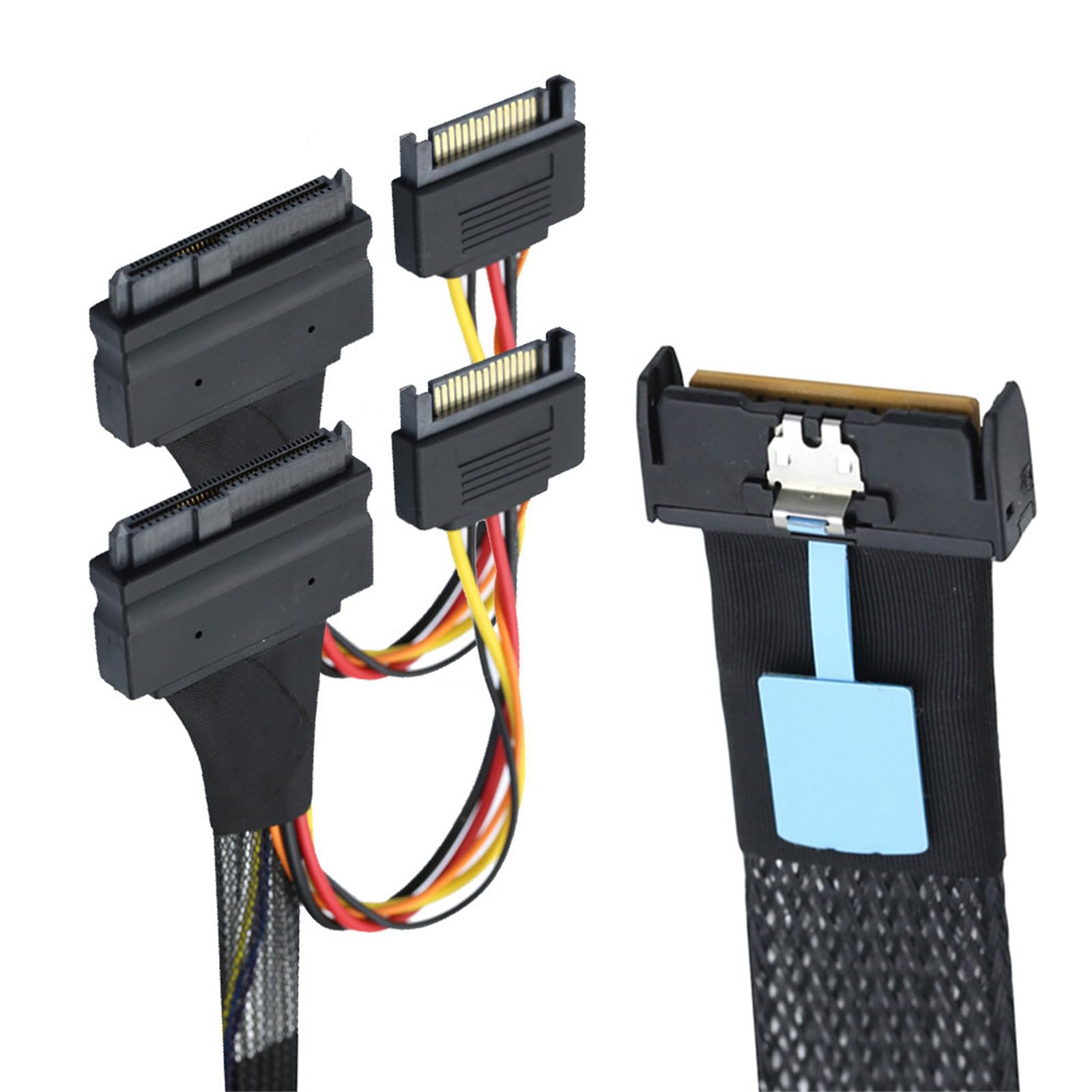 Cavo server sicuro da 50 cm da 8i 74P a doppio SFF8639+15P con alimentazione per migliorare le prestazioni, adattatore per scheda madre server da 16,69 pollici