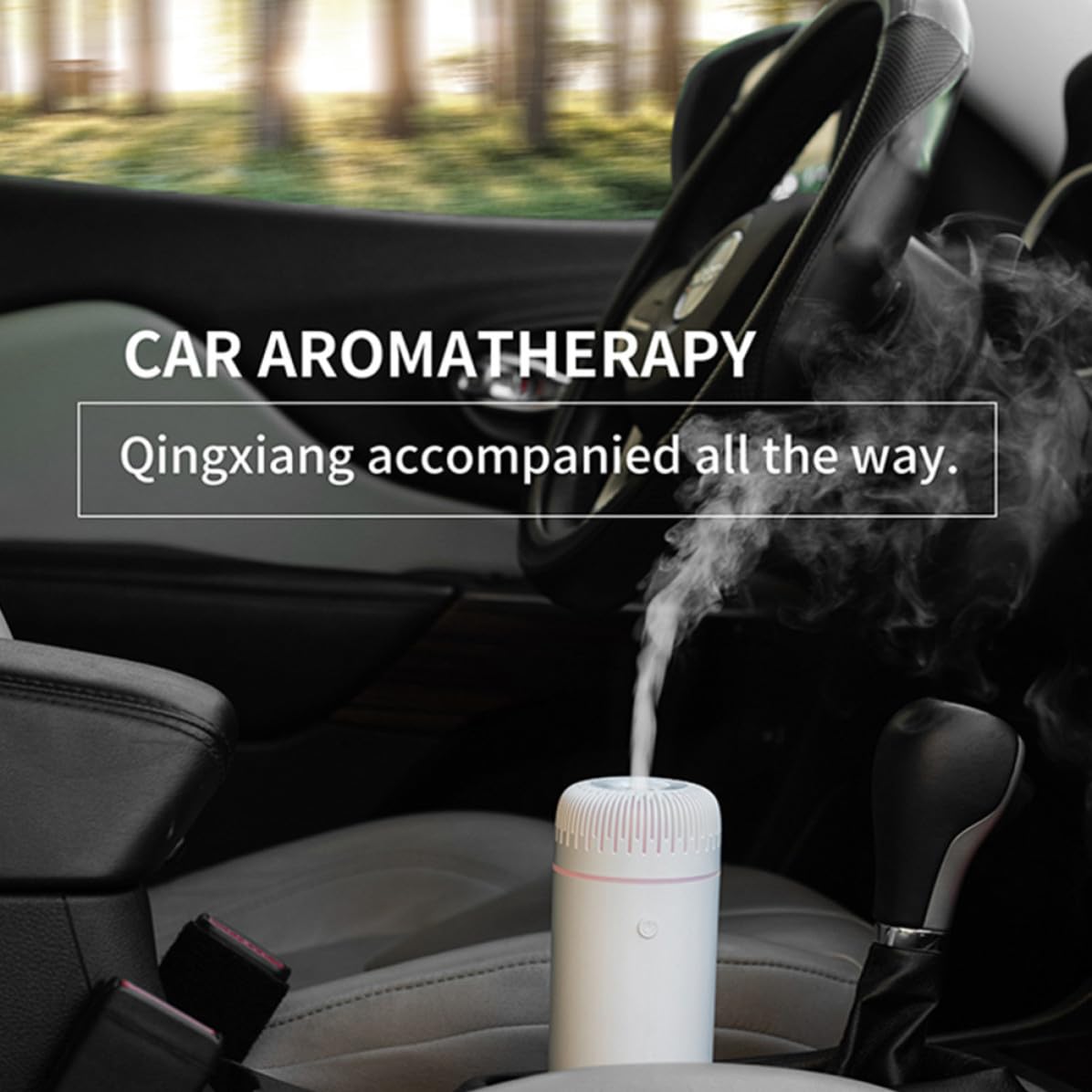LALAFINA Difusor de Aroma para Coche Humidificador de Aceites Esenciales, Capacidad 100ml, Material Abs y Pp, Alimentación Usb, Adecuado para Aire Limpio y Portátil
