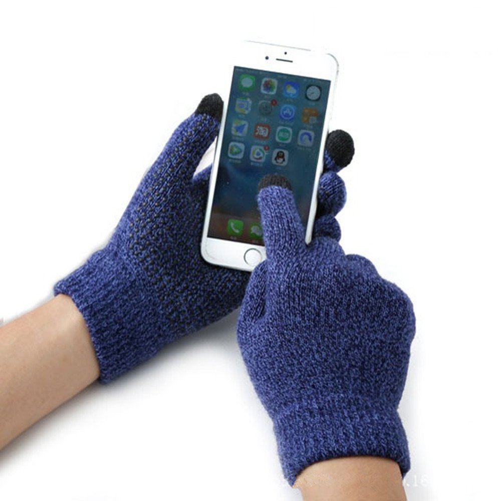 ZASFOU Homme Hiver Gants Thermique Écran Tactile Gants Tricot Avec Cuir