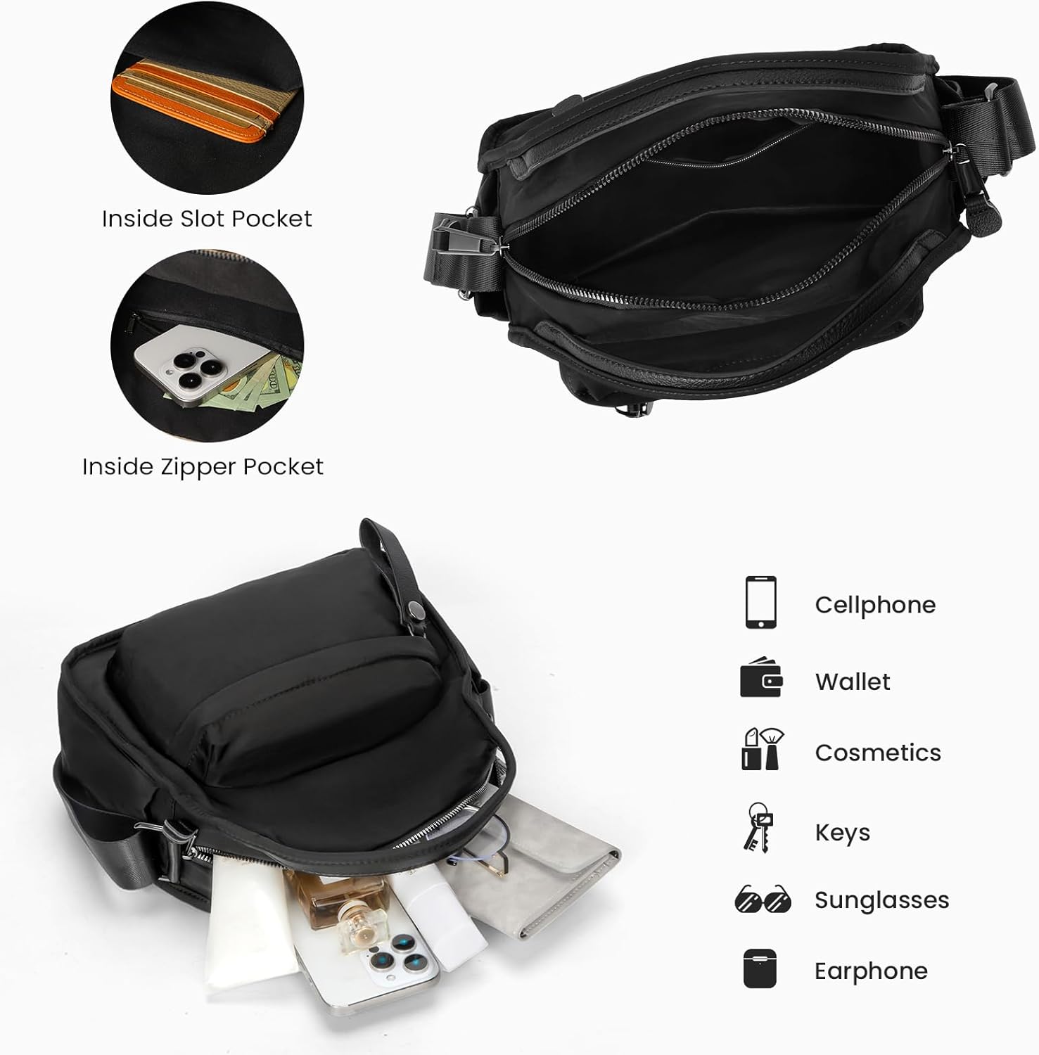 Women's Elegant Solid Color Shoulder Bag Fashionable Zipper Crossbody Bags Soft Top Handle Handbag Purse