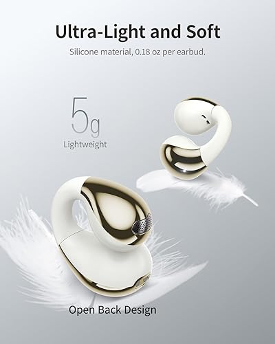 Miniatura 7 de Auriculares de oreja abierta, auriculares con clip, auriculares Bluetooth inalámbricos cómodos de anillo abierto, conexión dual, tiempo de