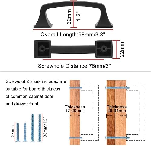 Miniatura 2 de Koofizo 1953 - Manija tirador de arco cuadrado para dormitorio, gabinete de baño, escritorio, cajón, cocina (paquete de 10 unidades)