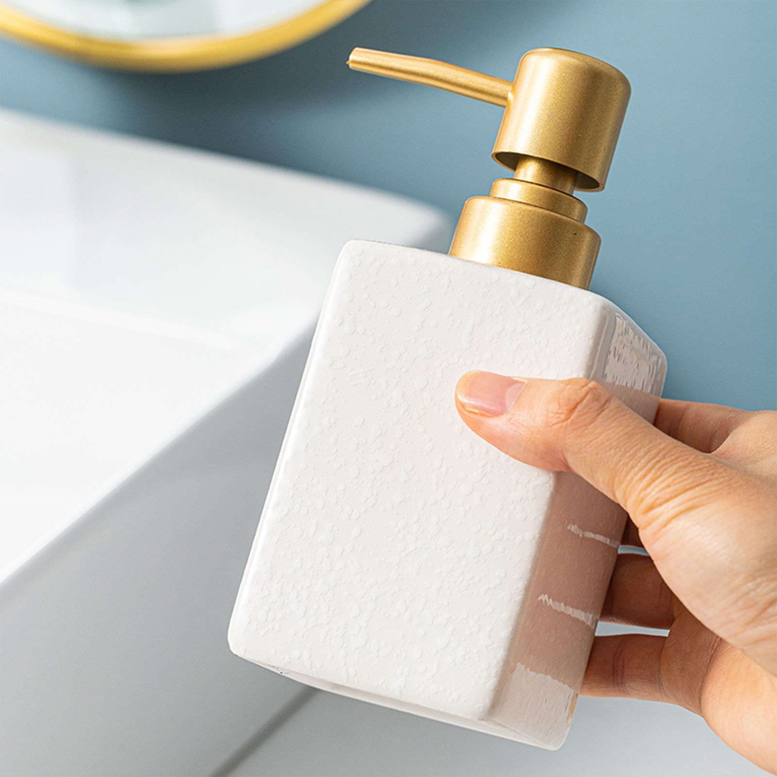 Dispensador de jabón, dispensador loción 320 ml/11,3 oz, Manos, champú con Bomba vacía, for baño, Verde, Base