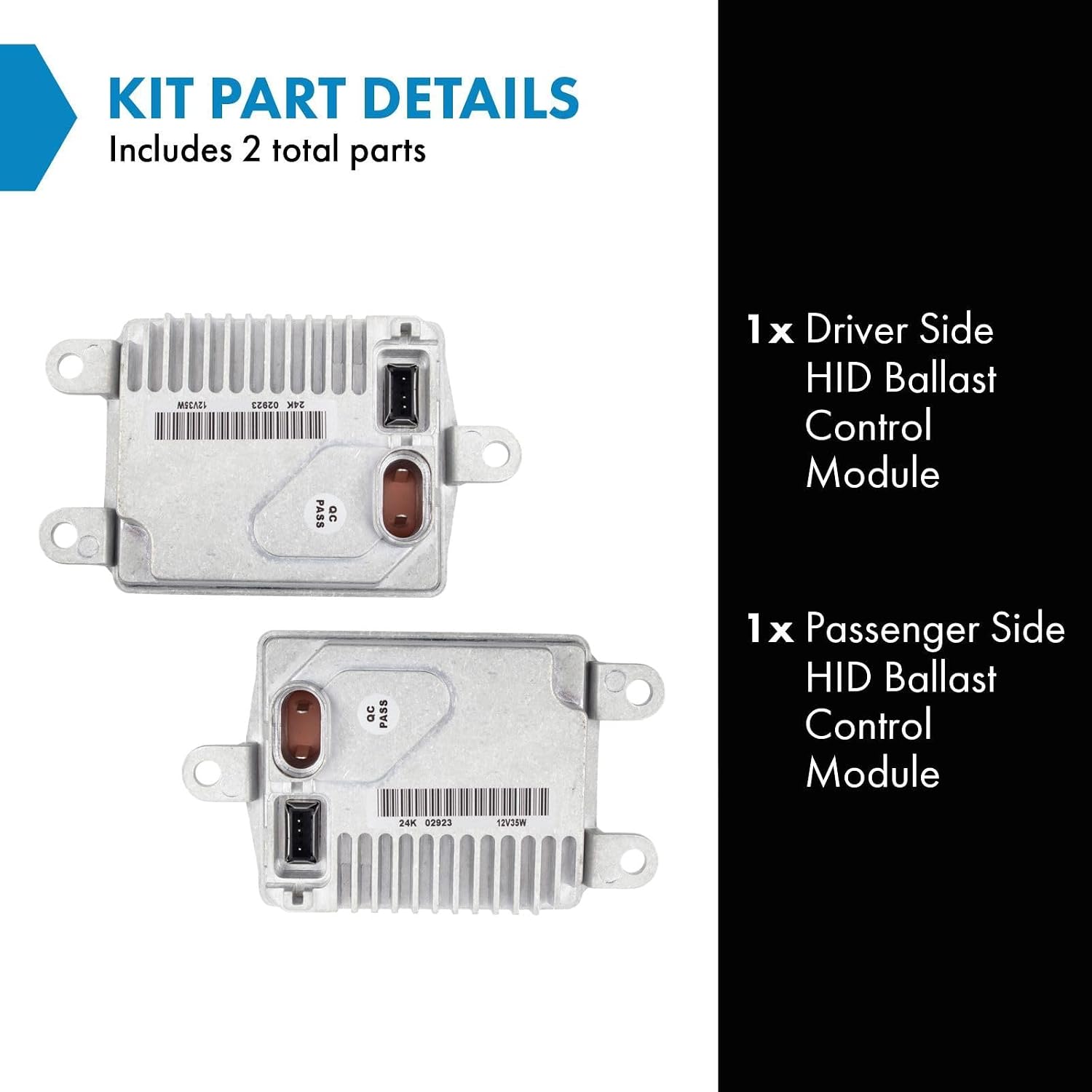 TRQ HID Ballast Control Module Driver & Passenger Side Compatible with 2003-2005 Lincoln Navigator 2002-2011 Town Car