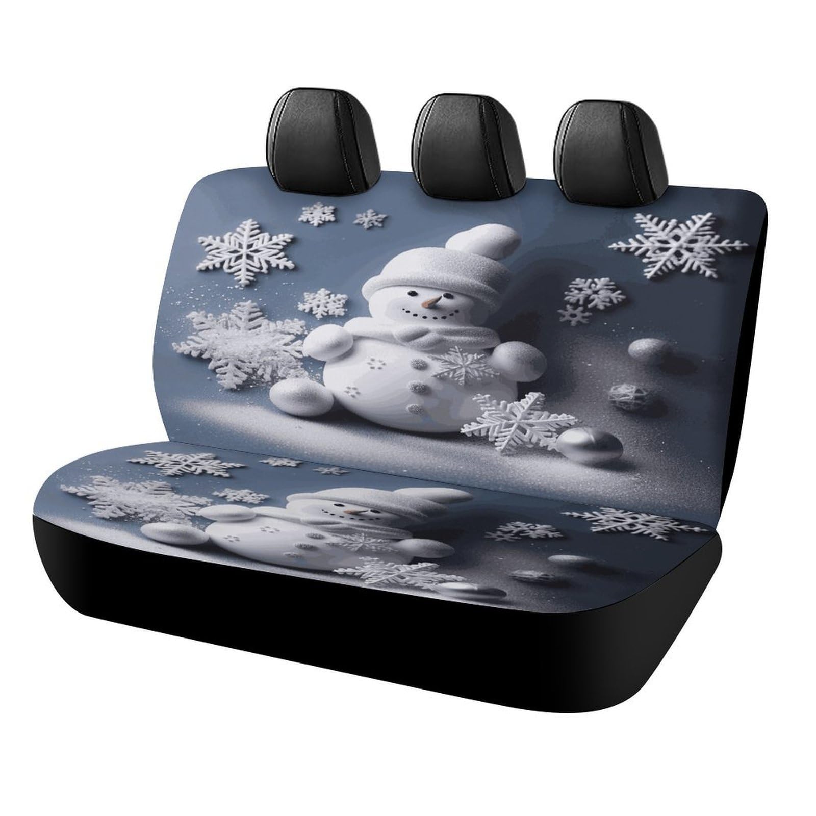 Funda de asiento de coche navideña de muñeco de nieve con protección trasera para mascotas 8