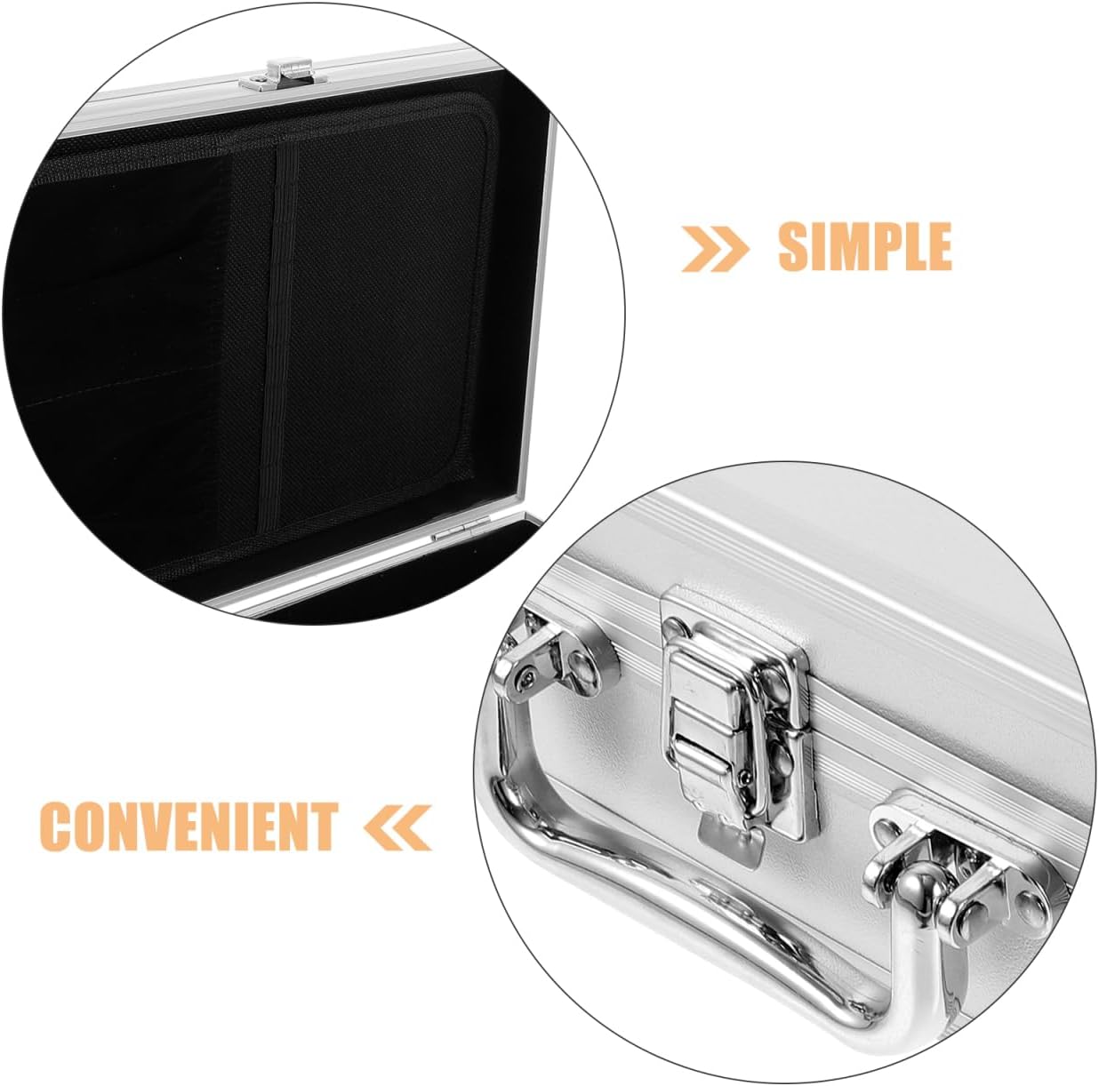 Housoutil Aluminum Briefcase with Lock, Metal Silver Briefcase, Handheld Aluminum Storage Box, Toolbox Case with Handle for Travel Luggage Cash Storage Parts and Medications - Image 7