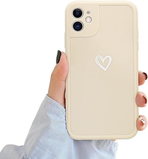 Newseego Compatible for iPhone 11 Case(6.1''), Fashion Cute Love-Heart Shape Simple Pattern  iPhone 11 Silicone Case Shockproof Slim and Light Soft TPU Back Cover Protective Case for iPhone 11- White