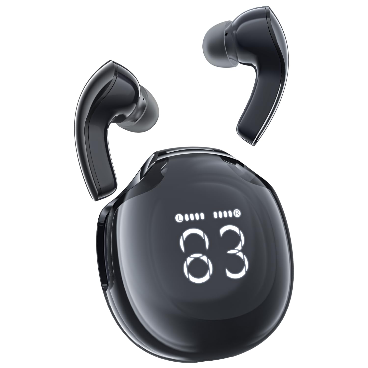 ACEFAST T9 Bluetooth Earphones True Wireless Earbuds 5.3 Headphones with ENC Noise Canceling Earbuds 30h Playback LED Power Display Built in Mic Headphones with IPX4 Waterproof for Sports Black