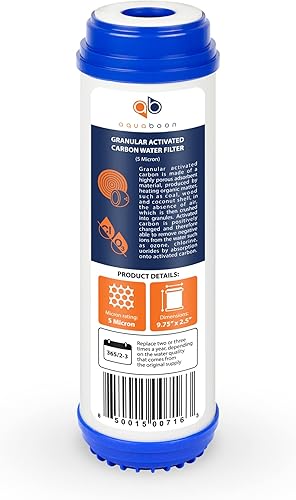 Miniatura 8 de Aquaboon Cartucho de filtro de agua de carbón activado granular de 5 micrones, 10 x 2.5, repuesto de filtro de agua GAC compatible con AP117,