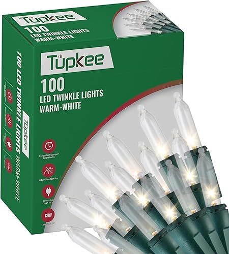 Miniatura 12 de Luces LED de Navidad parpadeantes aleatorias, 16 de 100 bombillas parpadeantes, luces LED para árbol de Navidad, para interiores y exteriores,