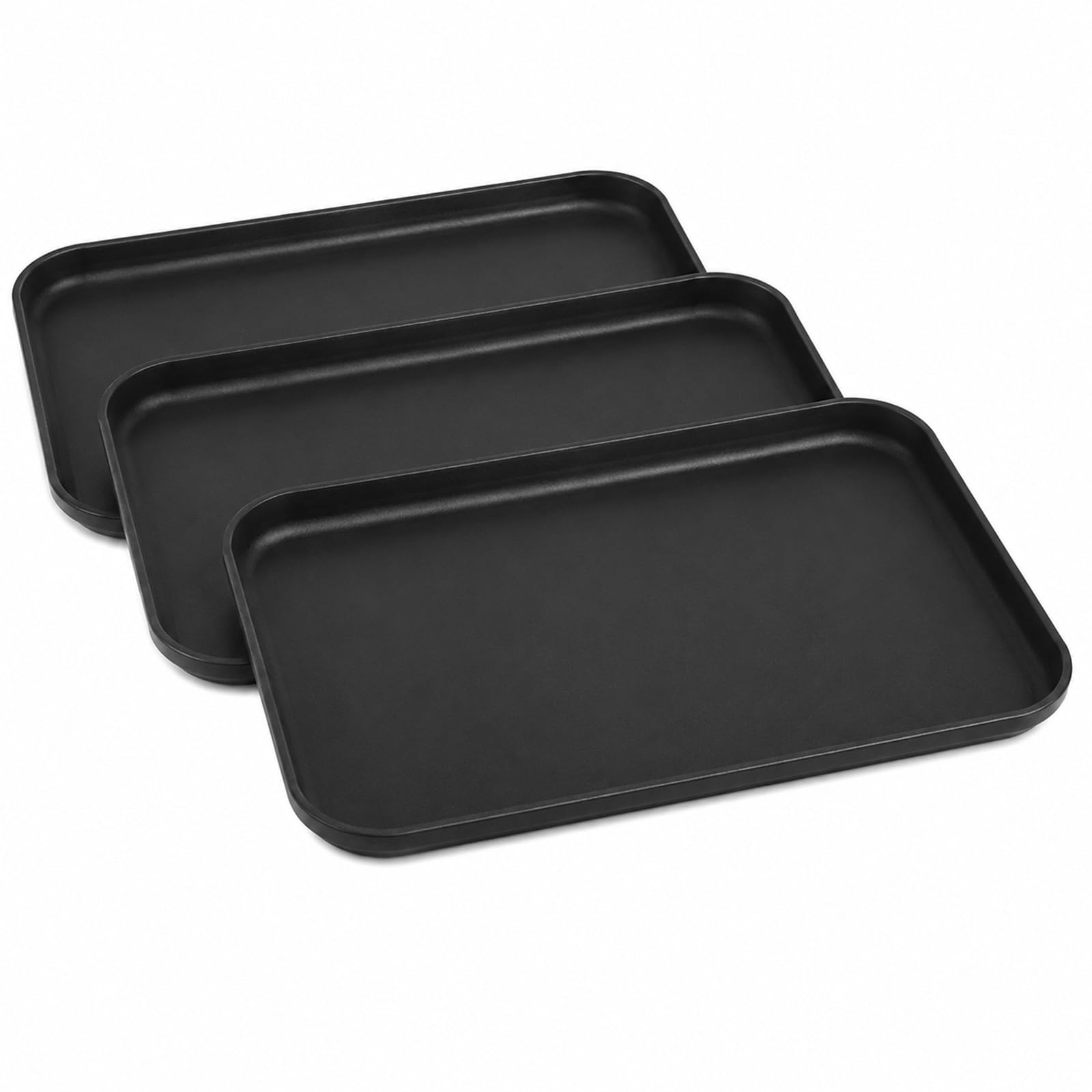 Lobaake 3-Piece Plastic Serving Tray Set 30.5×22×1.5cm Stackable Trays
