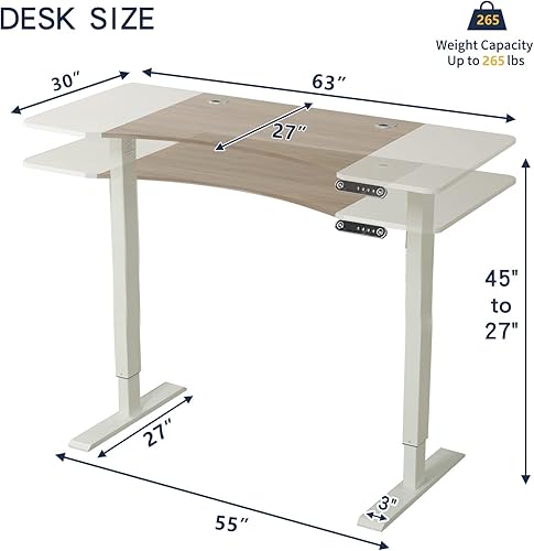 Miniatura 50 de Escritorio eléctrico de pie de 48 pulgadas con puerto de carga USB, escritorio de pie ajustable en altura con preajustes de memoria, amplio Marrón