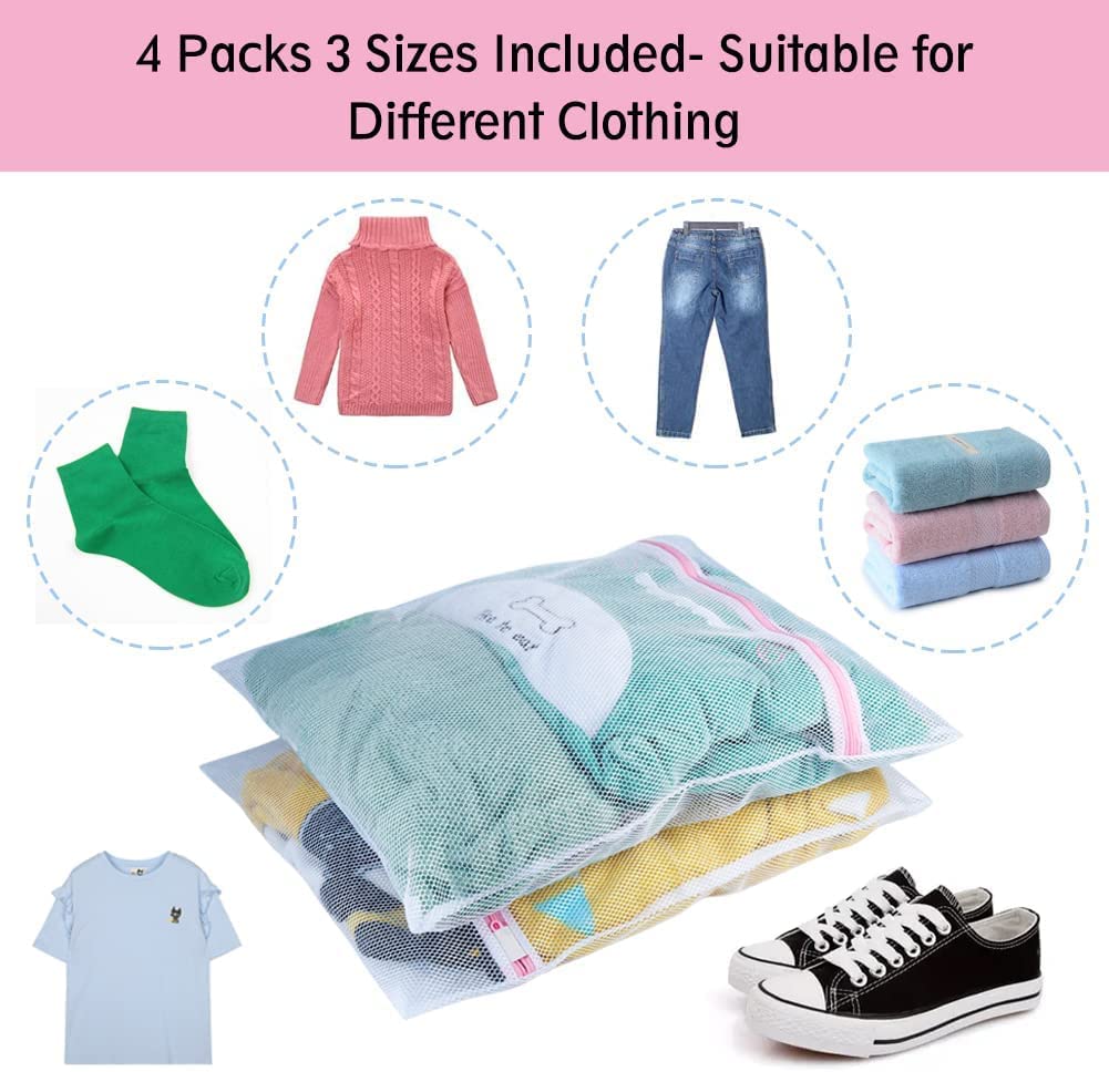 FAB ELLITE Delicates Mesh Laundry Bags | Reusable Washing Machine Wash Bags for Bras, Underwear, Hosiery, Blouses, Jeans & Baby Clothes | Durable Travel Laundry Bags with Zipper Closure (Pack of 3) 3