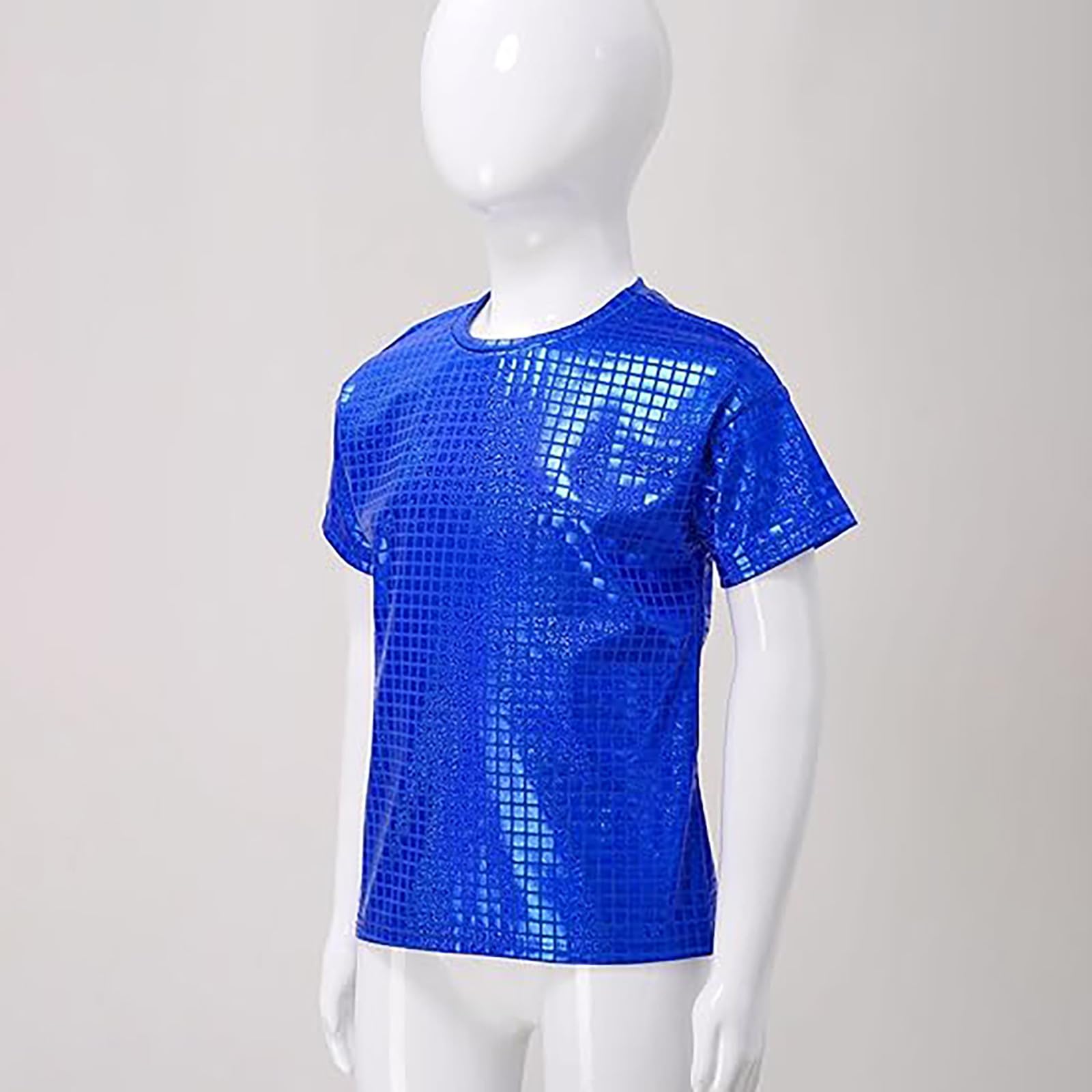 Genérico Ropa Hip Hop Niño Camiseta Brillante Niña Top Lentejuelas Camisetas Metalizada Manga Corta Top Deportivo Camiseta Brillante De Baile Jazz Hiphop Disfraz Fiesta Actuación