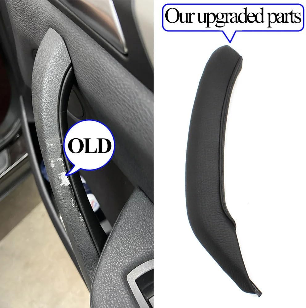 Door Handle Outer Handle, Right Side Passenger Door Pull Handle Leather Outer Cover Trim Replacement for BMW X3 X4 F25 F26 2010 2011 2012 2013 2014 2015 2016 (Black, Right)