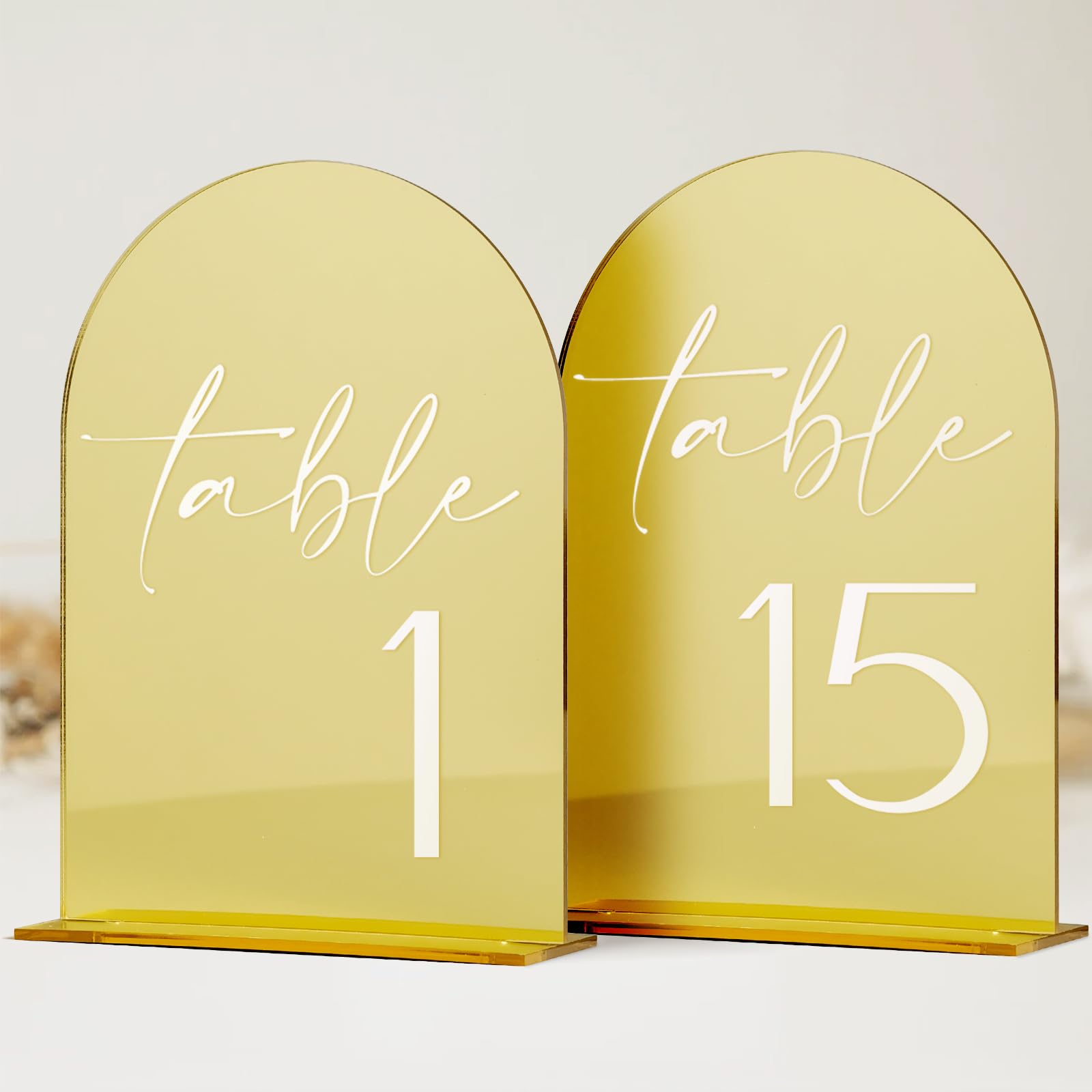 Numeri Da Tavolo Ad Arco Specchio Dorato 1-30 Con Supporto – 12,7x17,8 Cm In Acrilico – Set Da 10 Per Matrimoni E Feste - 3