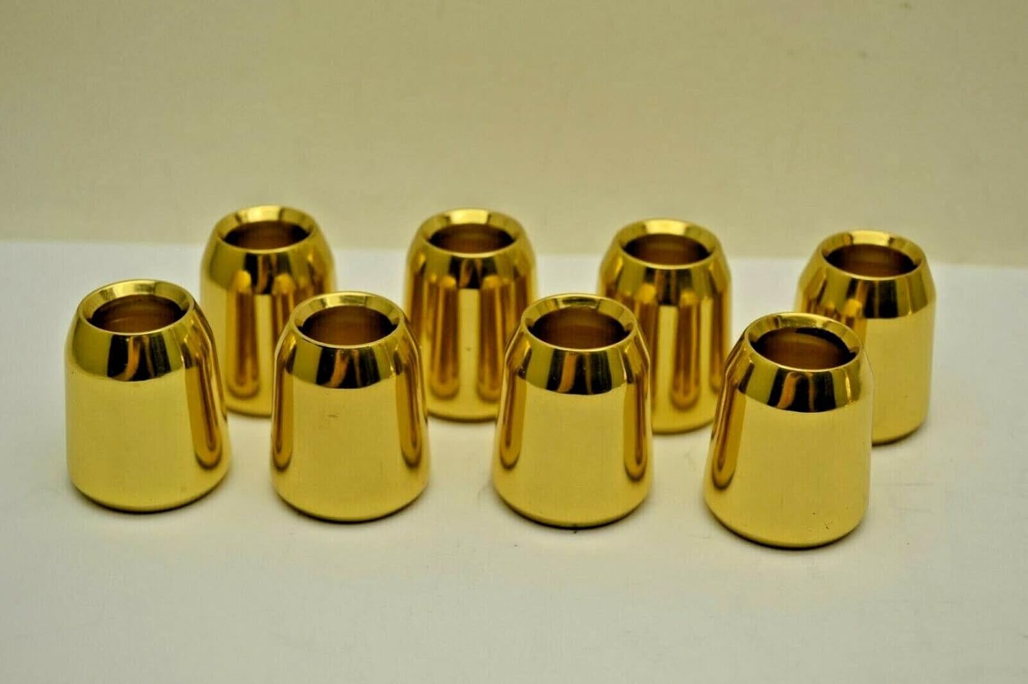 Set of 8 Solid Brass Candle Followers, Candle Toppers for 7/8" Diameter Candles (8 Pieces)