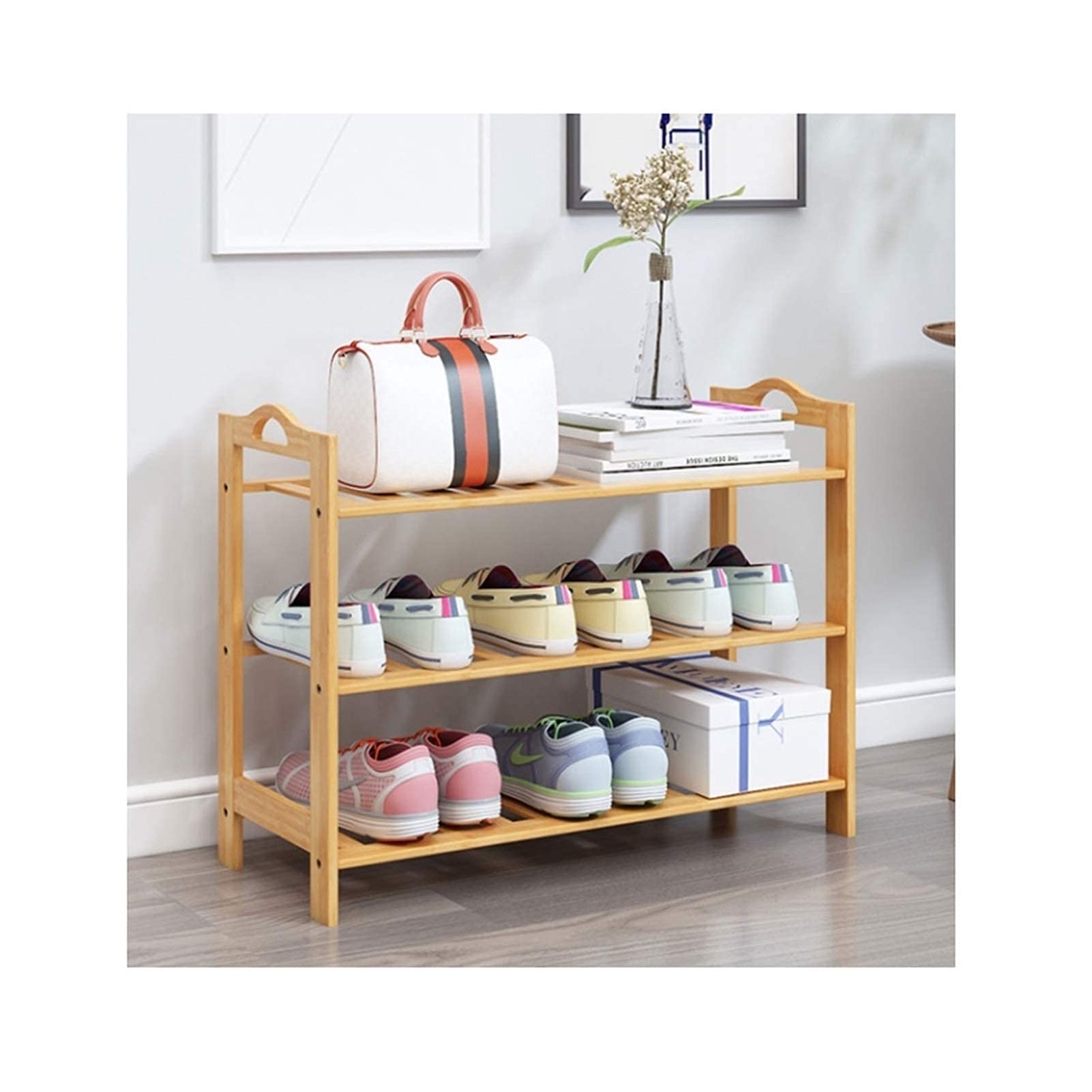 Étagère à chaussures en bambou de 3 à 6 niveaux pour rangement maison