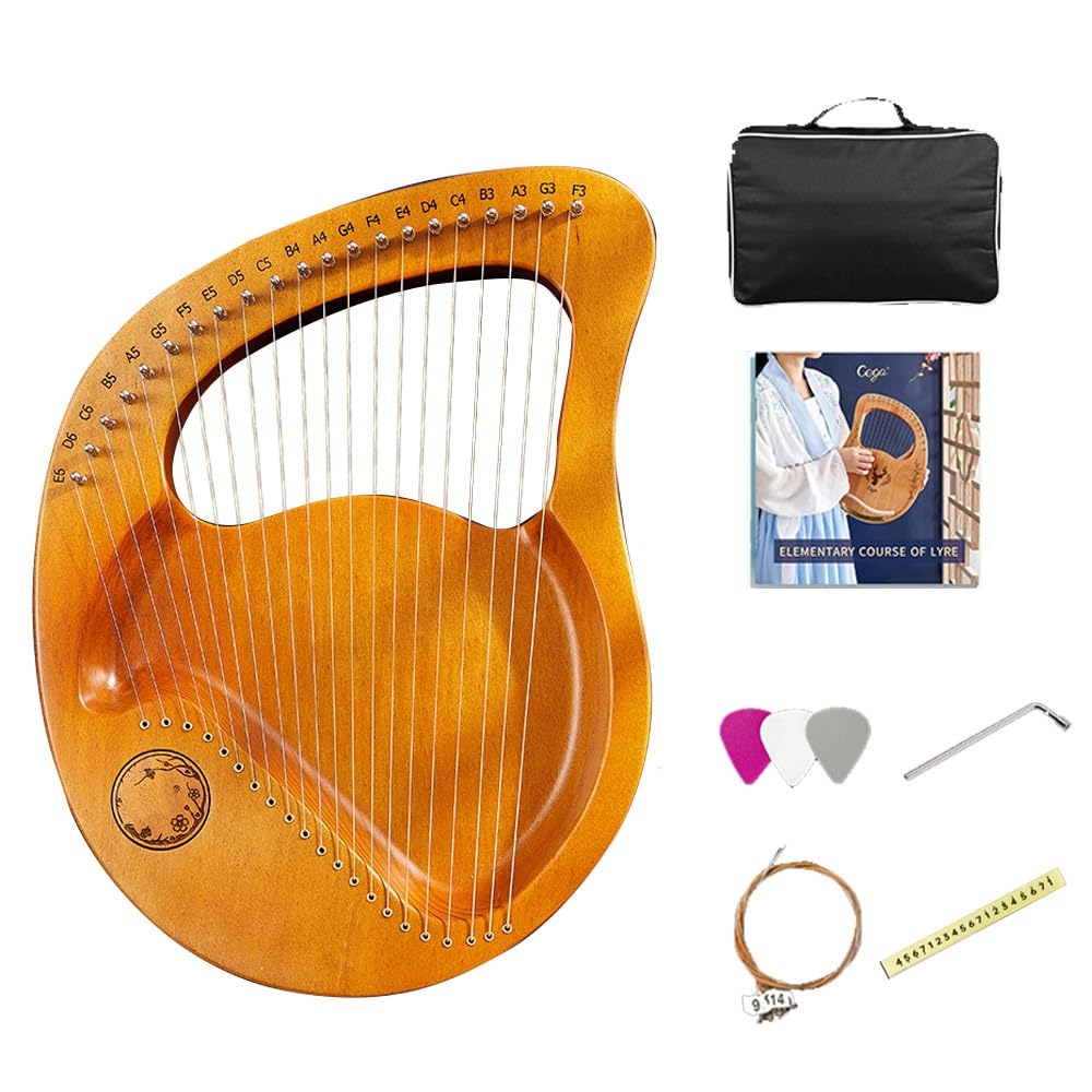 Lyar strunowy 21/24, harfa kciukowa, kształt mango, korpus ksylofonu z forniru mahoniowego, instrument niszowy dla początkujących, łatwa do nauczenia profesjonalna harfa, klucz do strojenia, struny, z