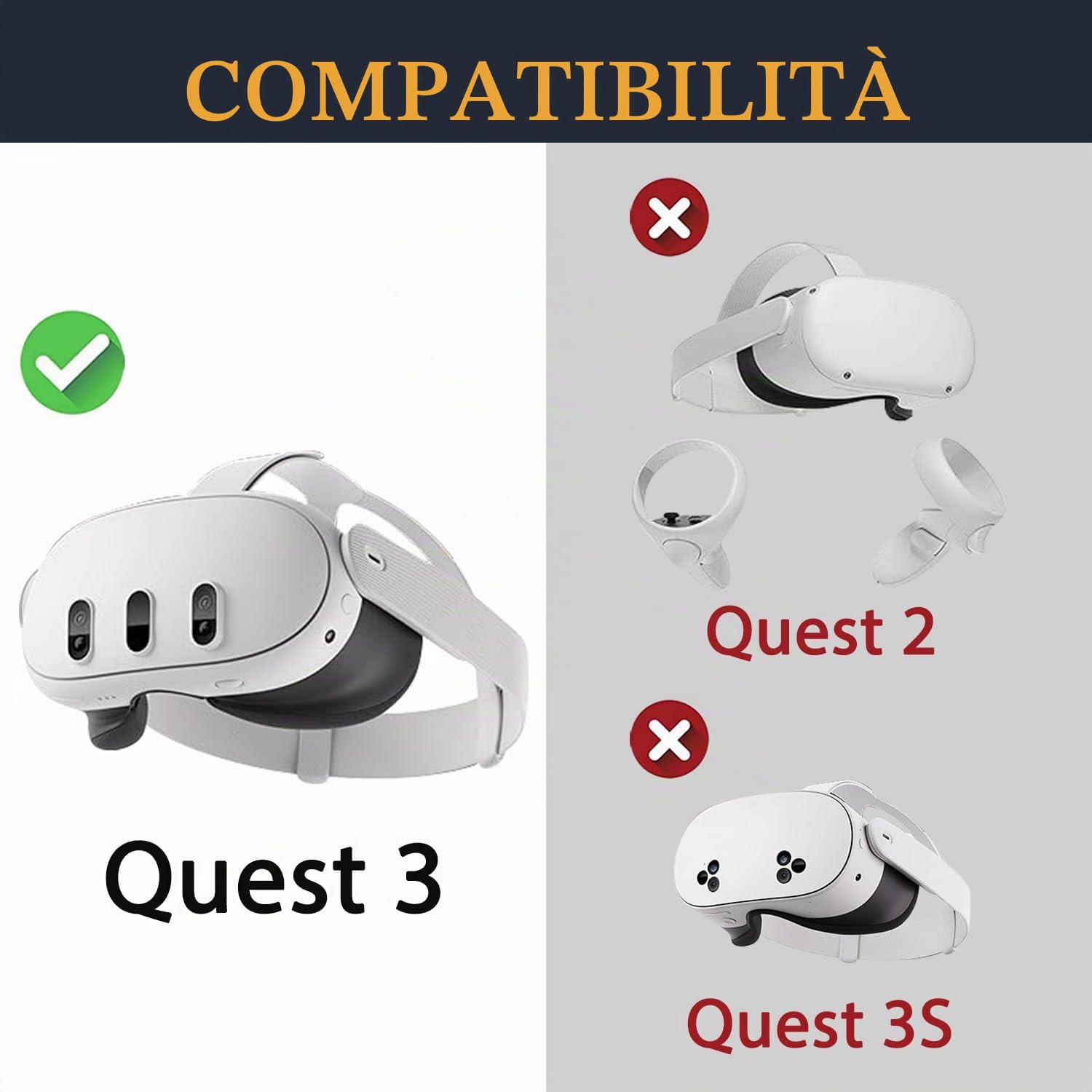 SOULWIT Cuscino Facciale Gel Raffreddamento (interfaccia facciale) Ricambio Kit per Oculus Quest 3, Cuscinetto Nasale Anti-perdita, Face Pad VR Accessori per Meta Quest3