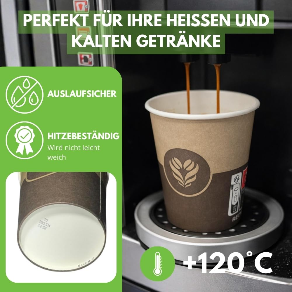 COVR Pappbecher mit Kaffeemotiv, 15 cl, 3000 Stück, recycelbar, heißes Getränk und kaltes Getränk, robust und griffig, robust