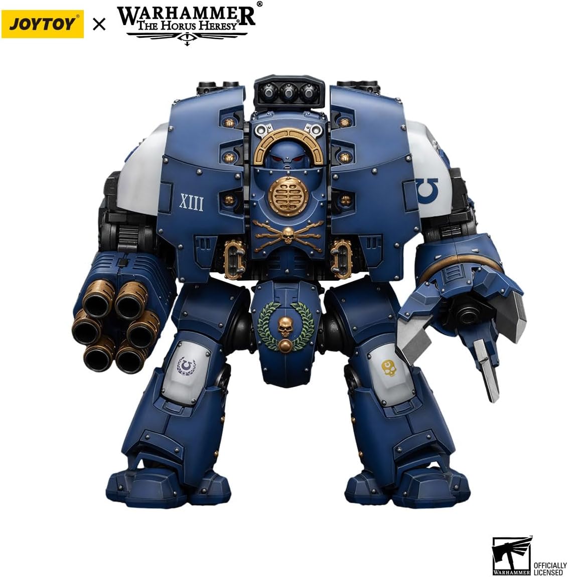 JOYTOY Action Figures Warhammer 40K Ultramarines Leviathan Dreadnought with Cyclonic Melta Lance and Siege Claws 1/18 Movable Model Collectible Figurine Ages 15+
