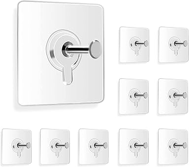 SPHINX Heavy Duty Adhesive Hooks, Damage-Free Wall Hooks, Waterproof Kitchen & Bathroom Hooks, Multipurpose Self-Adhesive Removable Hooks, Strong Sticky Hooks for Hanging (10)