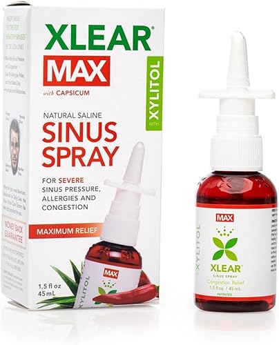 Miniatura 2 de Xlear MAX Natural Xylitol Saline Nasal Spray with Capsicum and Aloe - Fast Acting for Sinus Pressure, Decongestant, Headache, Dry Nose, 1.5 fl oz