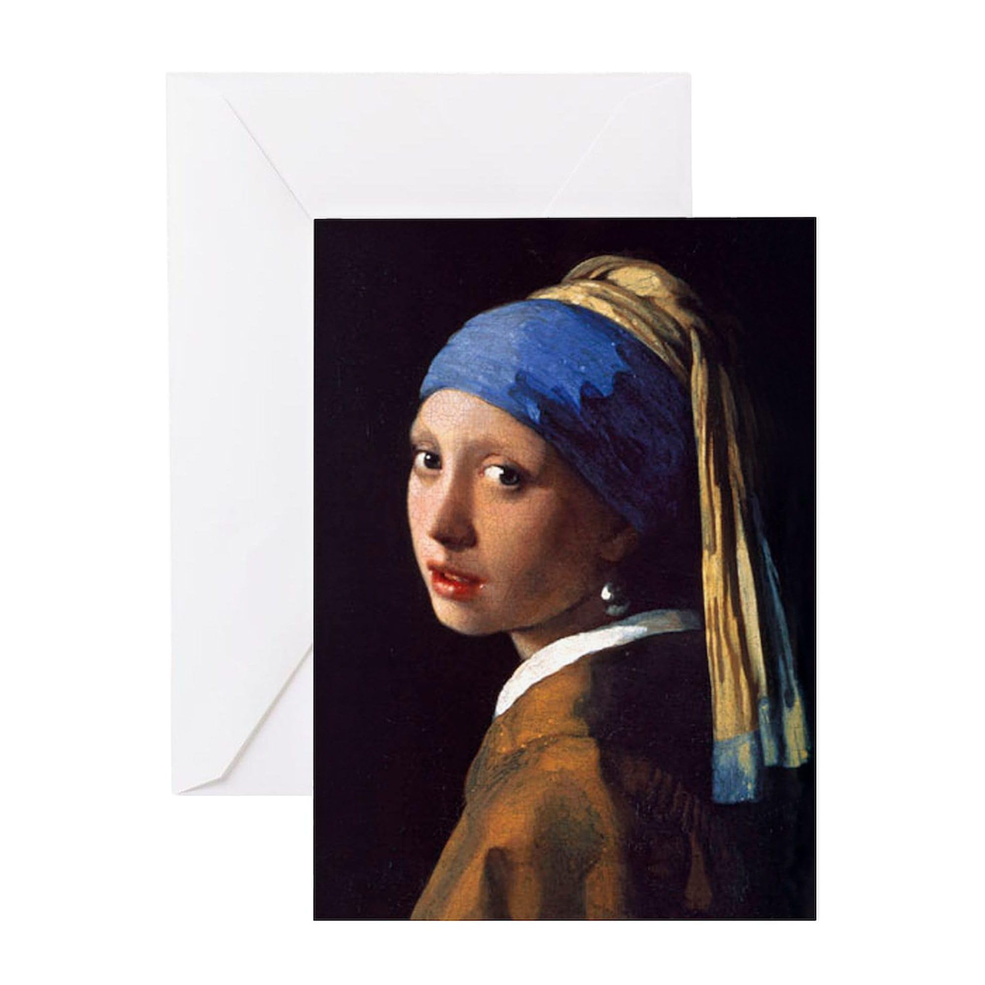 CafePress Girl With A Pearl Earring Folded Greeting Card Glossy