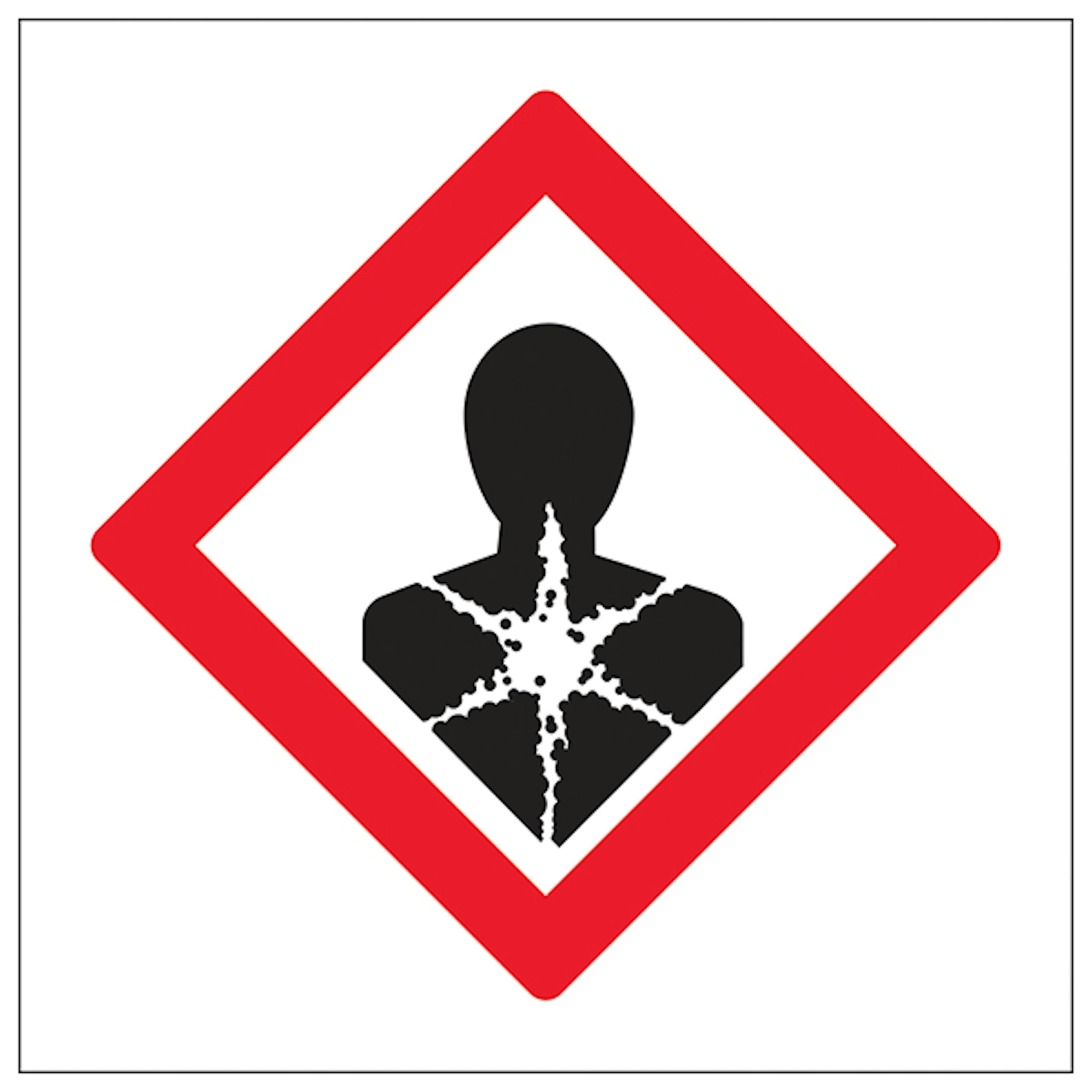 V Safety Longer Term Health Hazards 200 x 200 mm - Glow In The Dark 1mm Rigid Plastic Safety Sign, White
