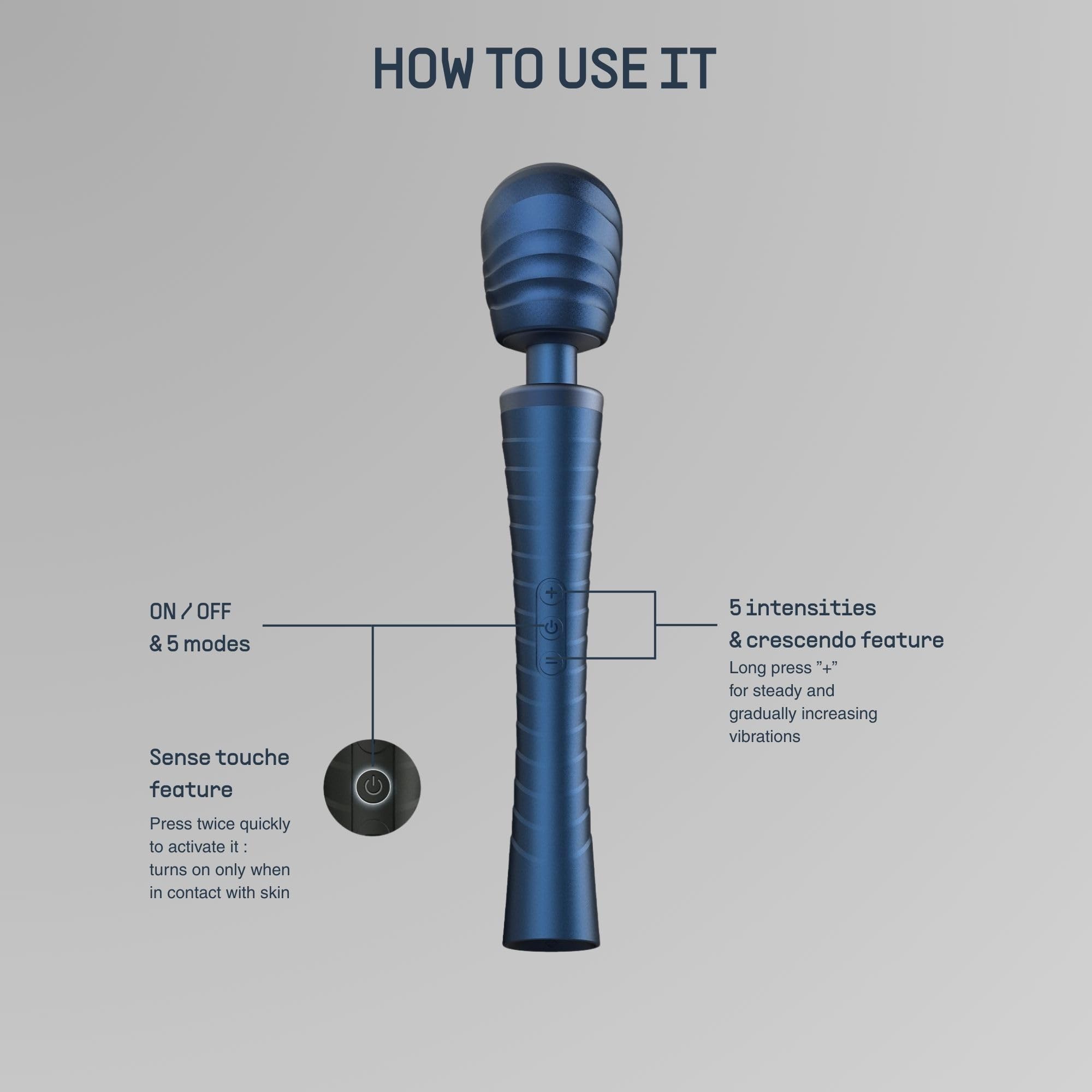 Manwan Man.Wand EDGY Vibratore Massaggiatore Ultra Potente Uomo & Donna, Sextoy Waterproof con Testa Flessibile, 5 Modalità e Intensità Crescente, Mini Massaggiatore Elettrico