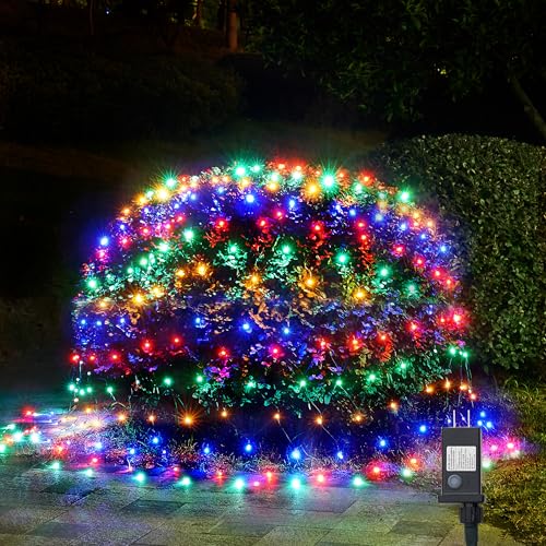 WBao Christmas Lights Outdoor, 200LED 8.4ft x 5.2ft Christmas Net Lights with 8 Modes, Timer, End to End Connectable, Waterproof LED Net Lights for Lawn, Bushes, Trees Xmas Decorations, Multicolor by WBao - Used condition - US$5.73