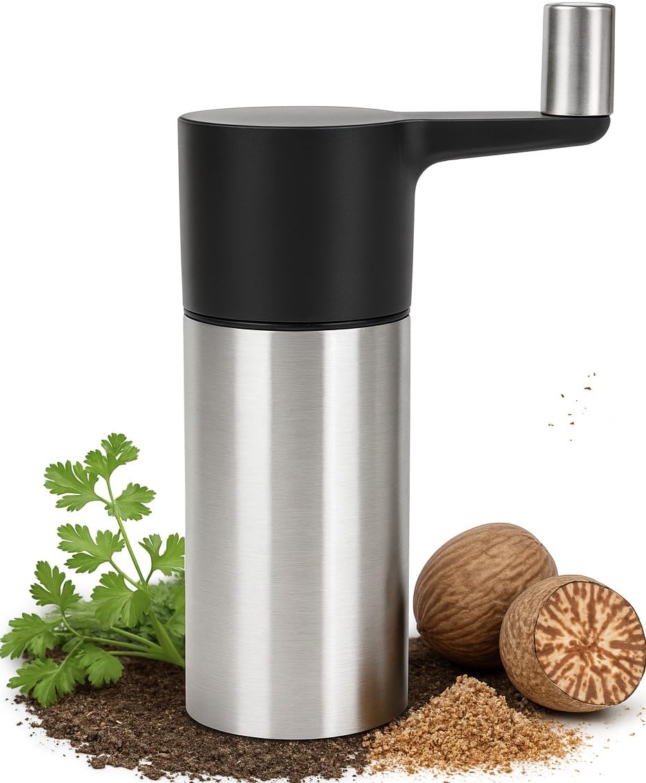 Cookery Muskatnuss Mühle Muskatnuss Reibe mit Behälter zur Aufbewahrung von 3 Muskatnüssen aus Edelstahl | Muskatreibe | Muskatmühle | muskatnuss gemahlen | muskatnussreibe