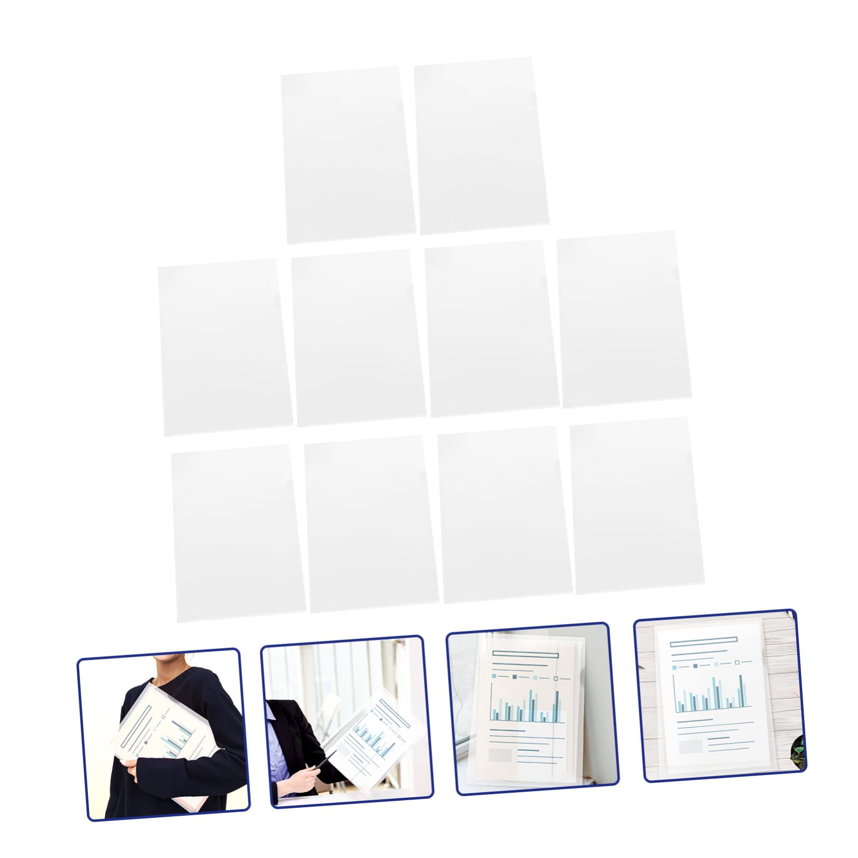 Carpeta en Forma de L Transparente de Plástico, 100 Piezas | Resistente al Agua Desgarro, para Documentos y Registros, Adecuado para Viaje de Negocios y Estudio