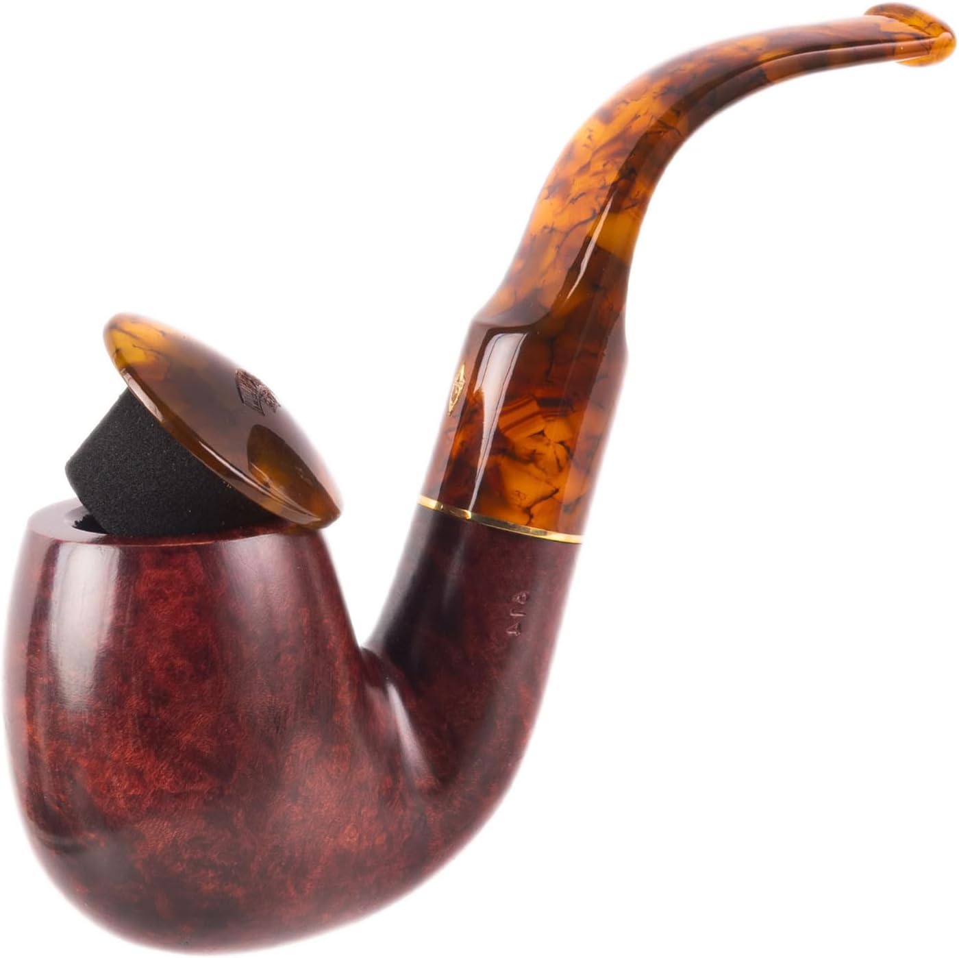 Savinelli Pipes Tortuga Collection - Turtle Shell Inspired Design Traditional Wood Briar Pipe With Cap, 6mm (Brown Polished 614)