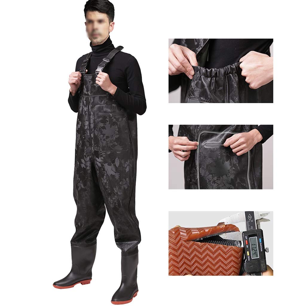 BBGS Vadeadores Pecho Pesca Vadeadores de Pecho de Pesca Una Pieza con Espalda en H PVC 100% Impermeable Caza Trabajo Al Aire Libre Pesca Vadeadores para Hombres Mujeres