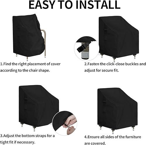 Miniatura 7 de Easy-Going Funda impermeable para silla de patio, resistente a los rayos UV, para exteriores, resistente a la intemperie, con costuras selladas con