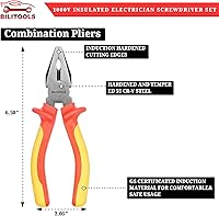 Vista 4 de BILITOOLS 1000V Insulated Electrician Screwdriver & Pliers Set - 7pcs Electrical Tools Kit with Magnetic Phillips, Slotted Screwdrivers, VDE & GS