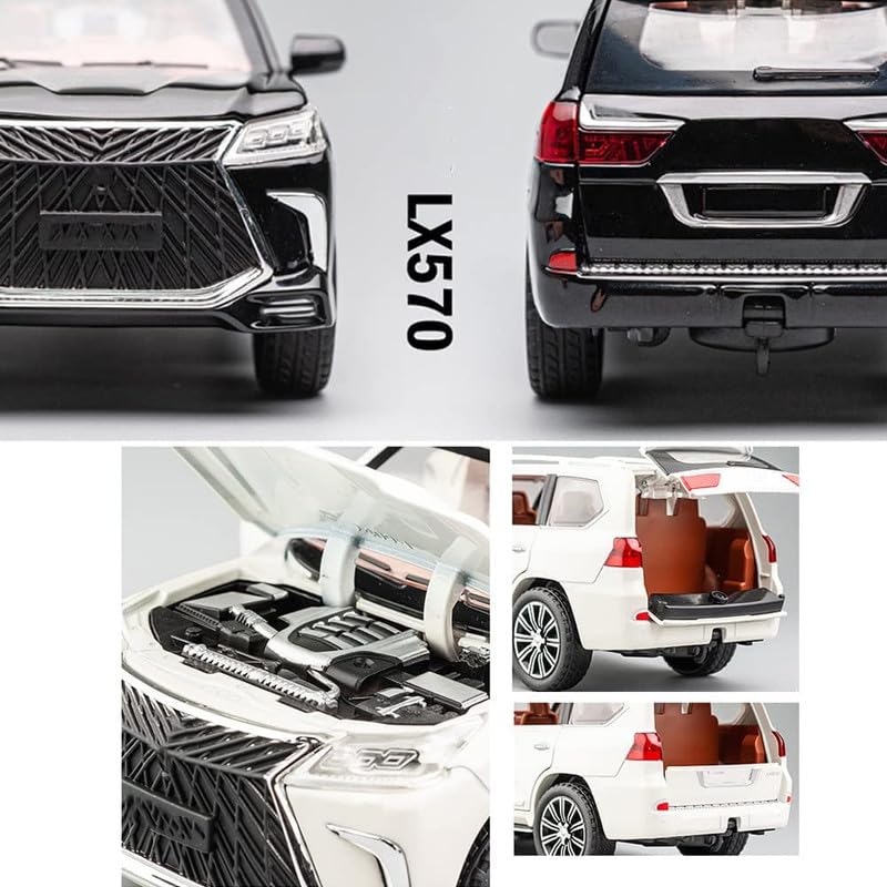 Image of Kids Model 1:24 Lx570 Die Cast Metal Car Pull Back Action Opening Doors with Realistic Engine Sound Lights Toy Car Gift for Boys - Multi