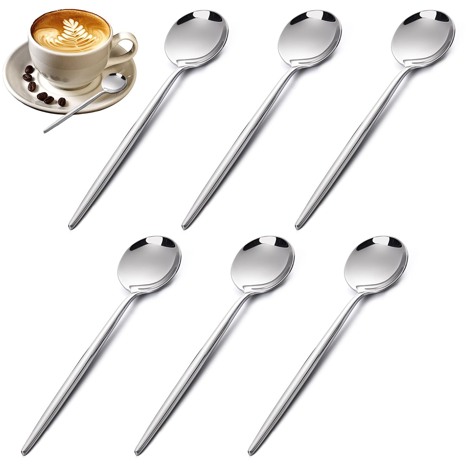 JZK 6 x Edelstahl-Schaufel-Set, Dessert-Besteck-Set, lustiges Kuchen- und Eislöffel, witziger Tee- und Kaffeelöffel, Scherzgeschenk für Gärtner und Gärtner