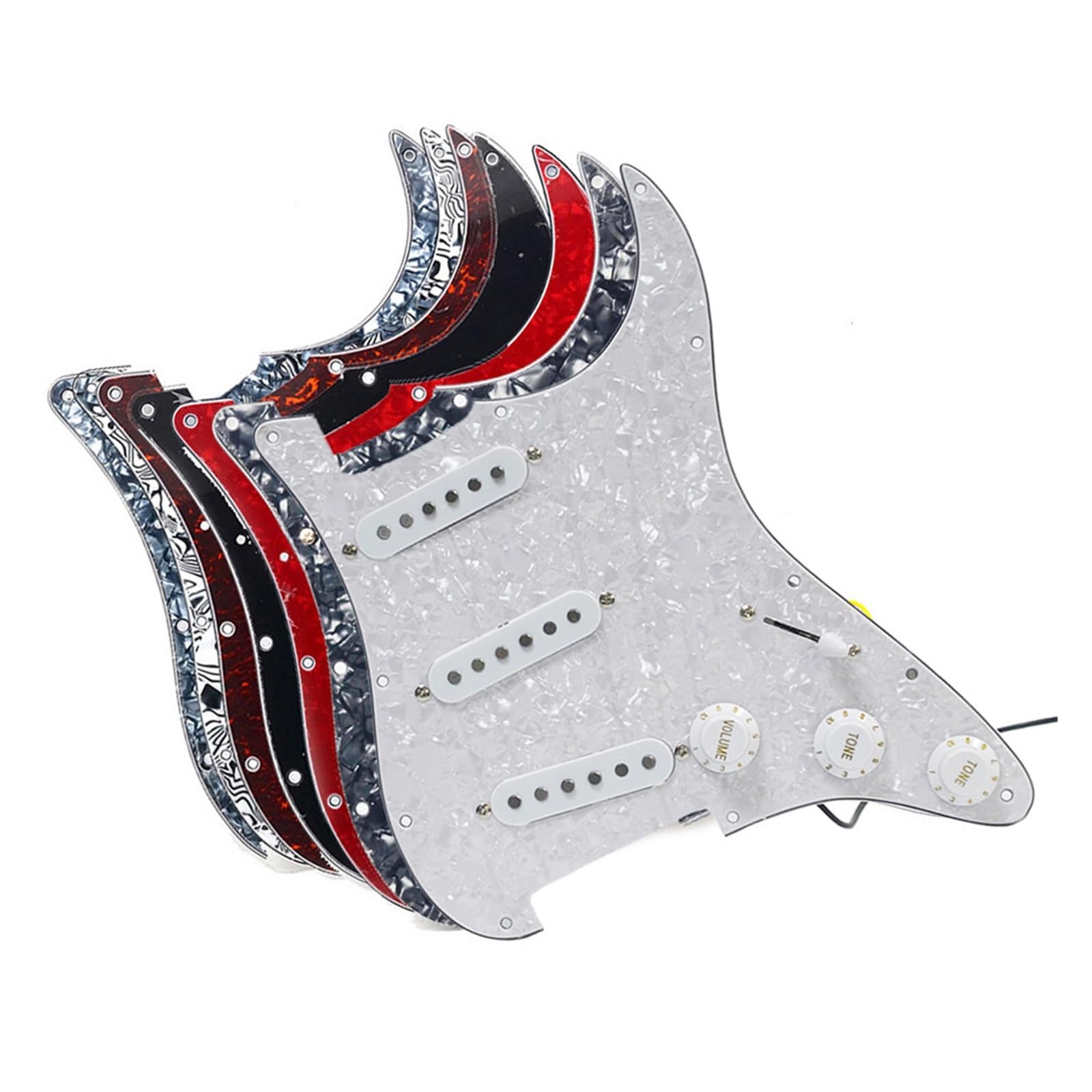 Zestaw Przetworników Pickguard Kolorowe akcesoria klasy wydajności Alnico 5 Wstępnie okablowany przetwornik z 3 pojedynczymi cewkami(Wh pearl w bk)