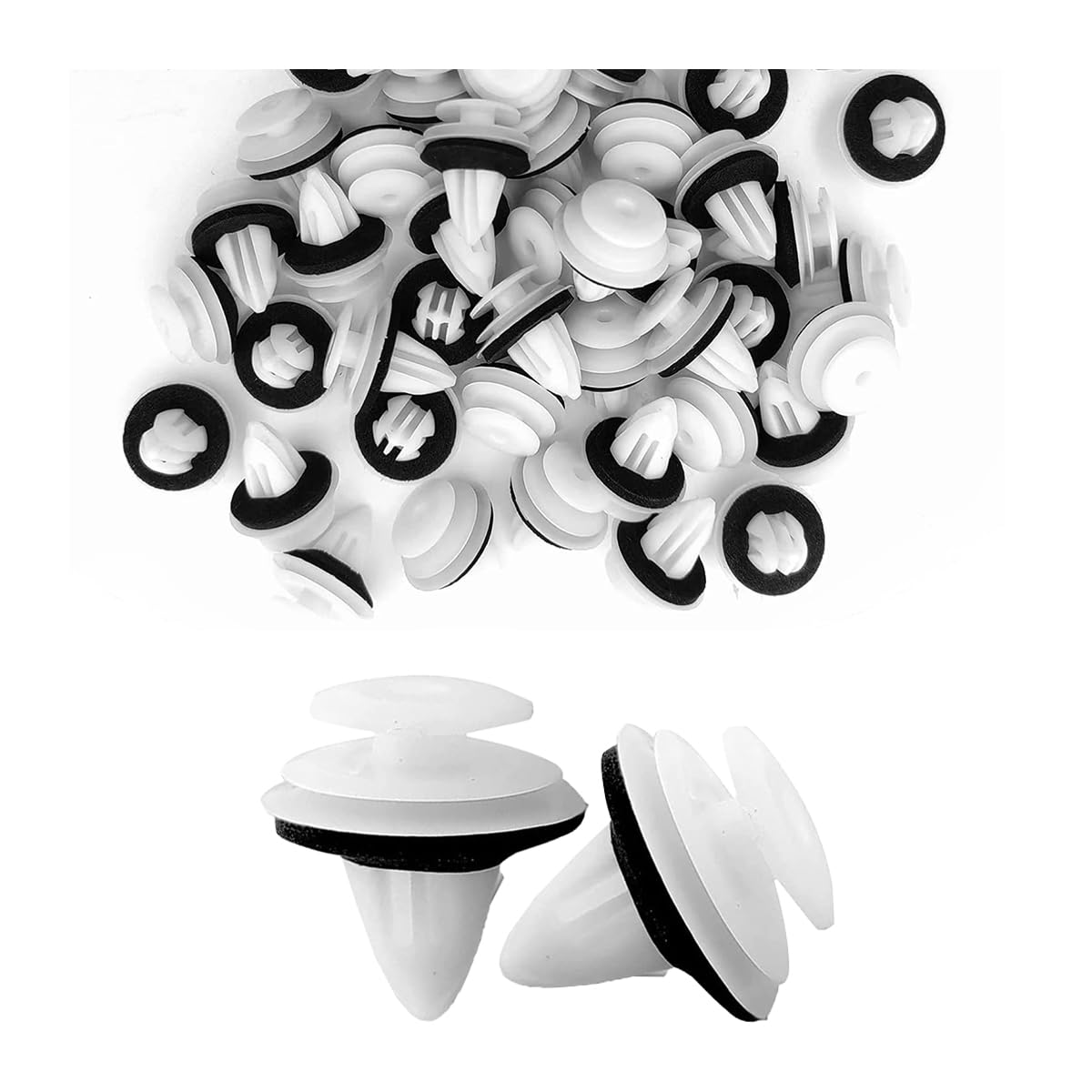 BESULEN 50PCS Car Mounting Clips, Auto Universal Door Panel Bumper Trim Moulding Clamps Plastic Clip Set, Front and Rear Mounting Holder Rivet Set with Sponge Cushion, for E34 E36 E38 & More