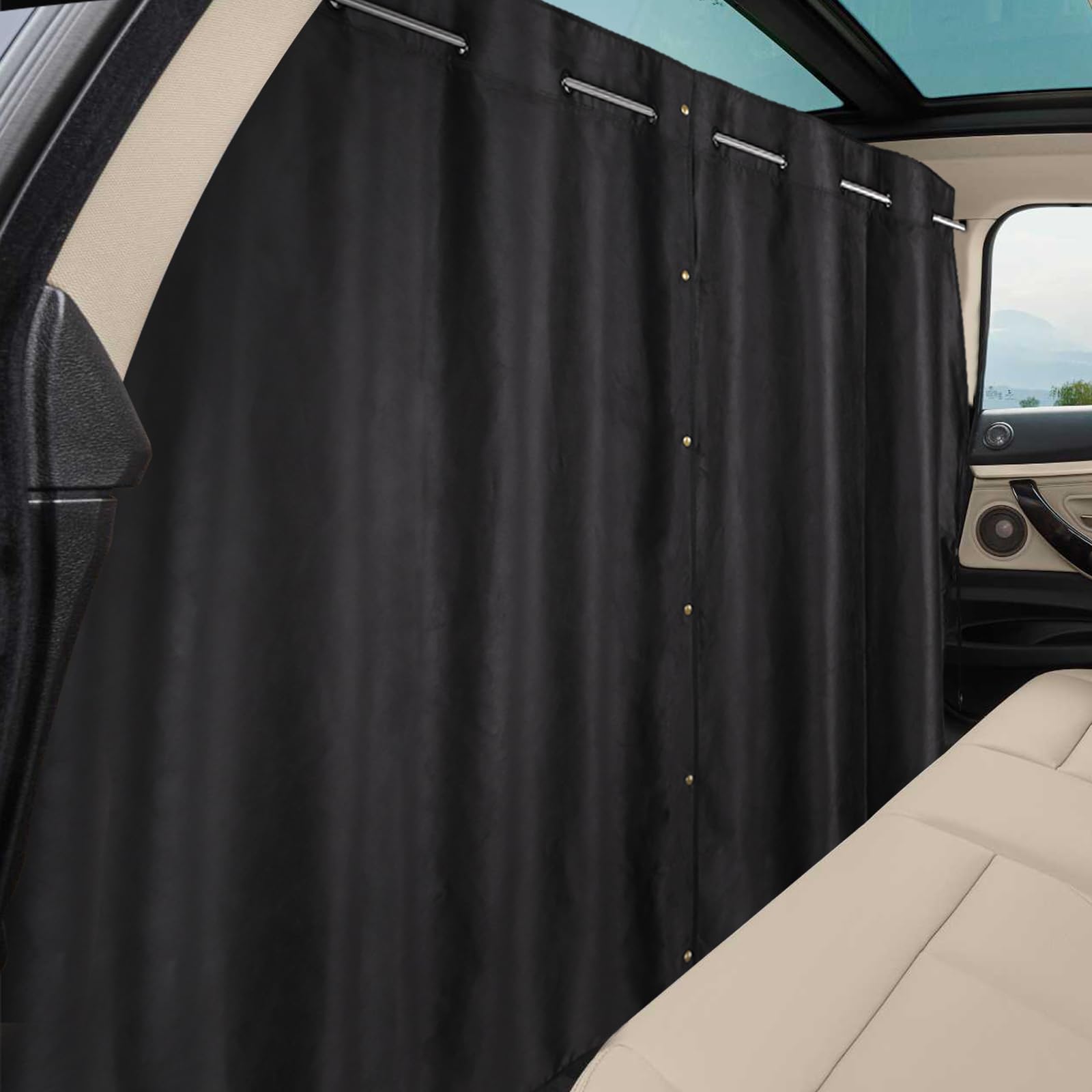 XCBYT Rideau Voiture Pare Soleil, Rideau de Séparation Amovible pour Camping, Protection de la Vie Privée, Rideau Occultant Arrière Voiture, 180 x 126 cm