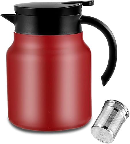 Miniatura 8 de Jarra térmica de café de 34 onzas, tetera de acero inoxidable, jarra de café al vacío de doble pared  retención de calor y frío  sin BPA (negro)