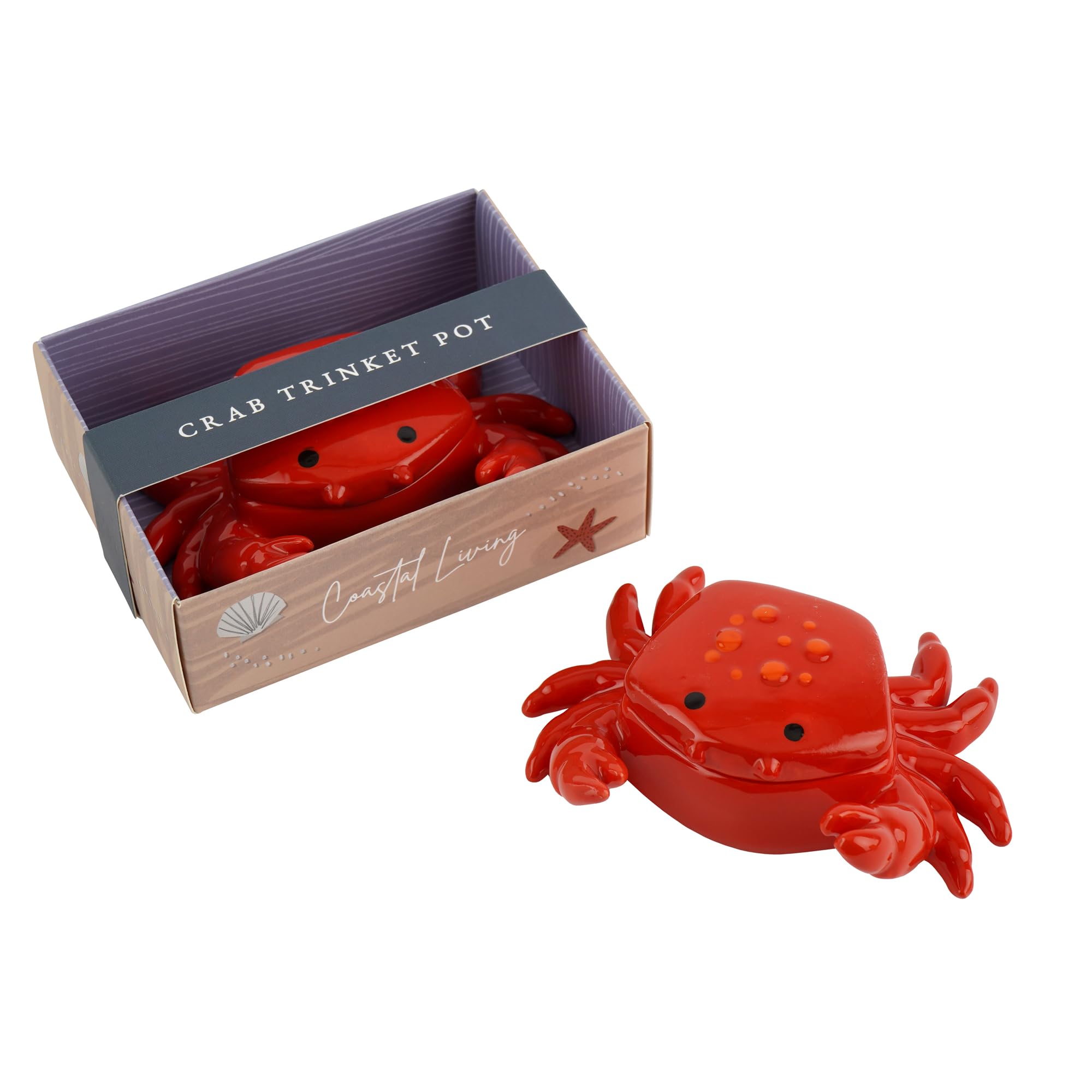 Cgb Giftware | Coastal Living Ceramic Crab Ring Holder Trinket Pot | In Gift Box | Nautical Gift | Seaside Gift | Beach Theme