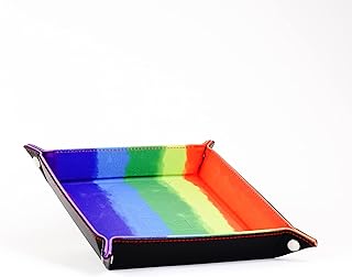 FanRoll by Metallic Dice Games Fold Up Velvet Dice Tray w/PU Leather Backing: Watercolor Rainbow, Role Playing Game Dice Accessories for Dungeons and Dragons