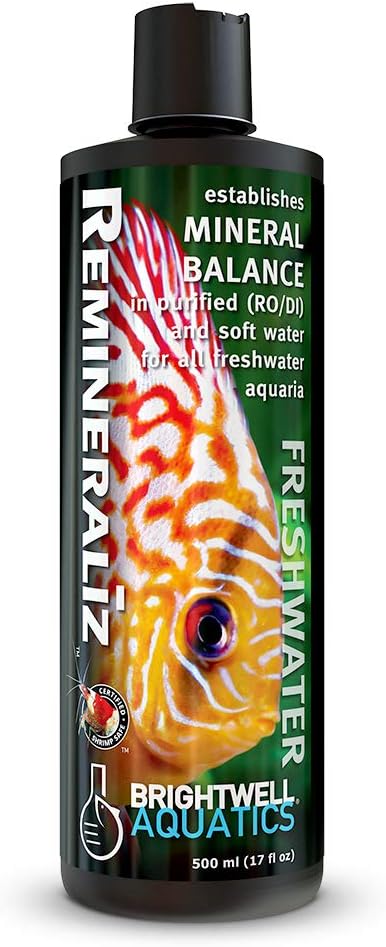 Brightwell Aquatics Remineraliz – Adds Minerals to Distilled, Deionized, or Reverse Osmosis Water for Freshwater Aquarium Use 500-ml
