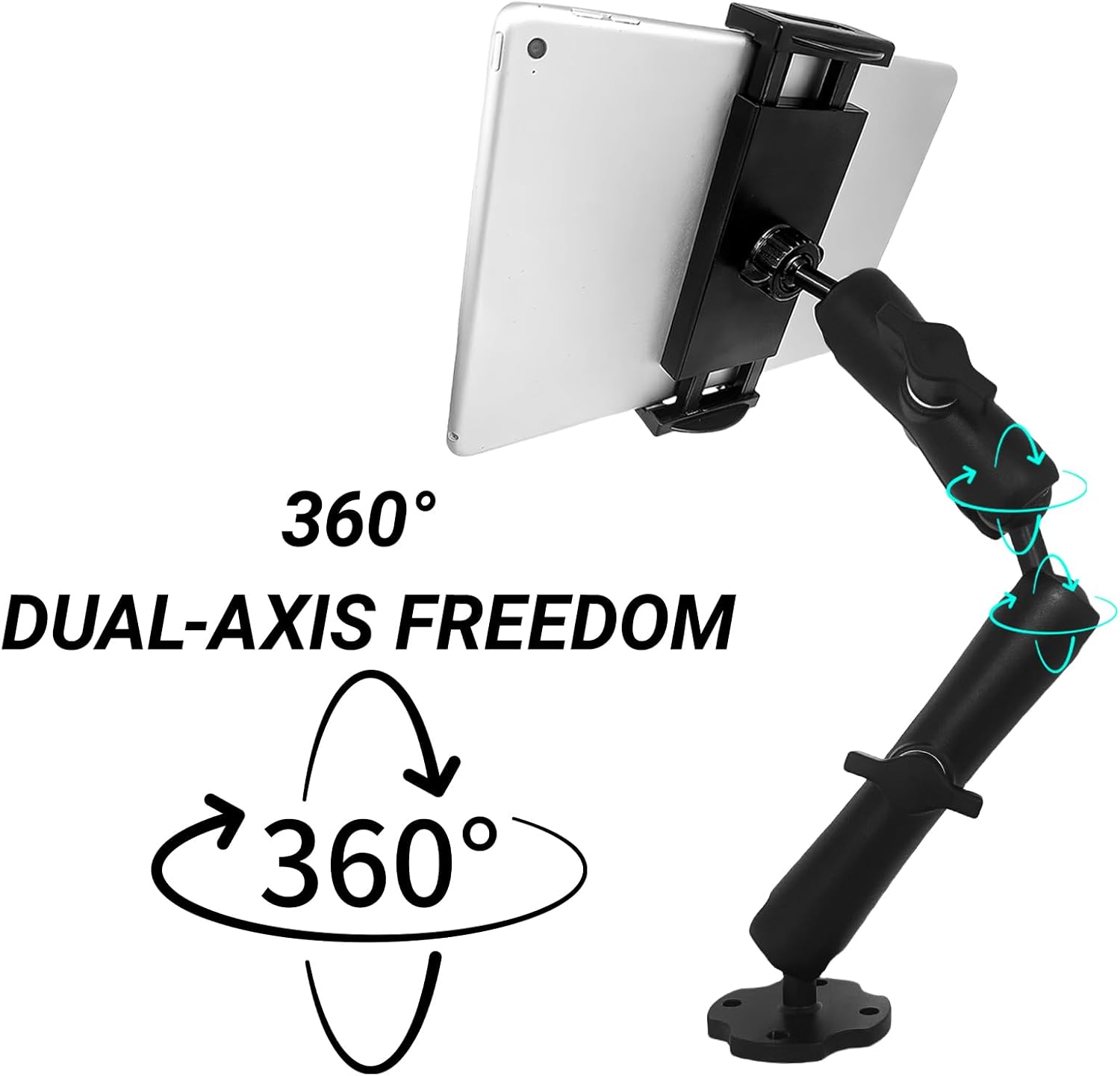 Dual Extension Double Socket Arm Compatible with RAM B-Size Mounts and Other 1 inch Industry Standard Device，with 1" Double Ball Adapter 360° Rotation for Bike/Truck/Car（12.7" Length）