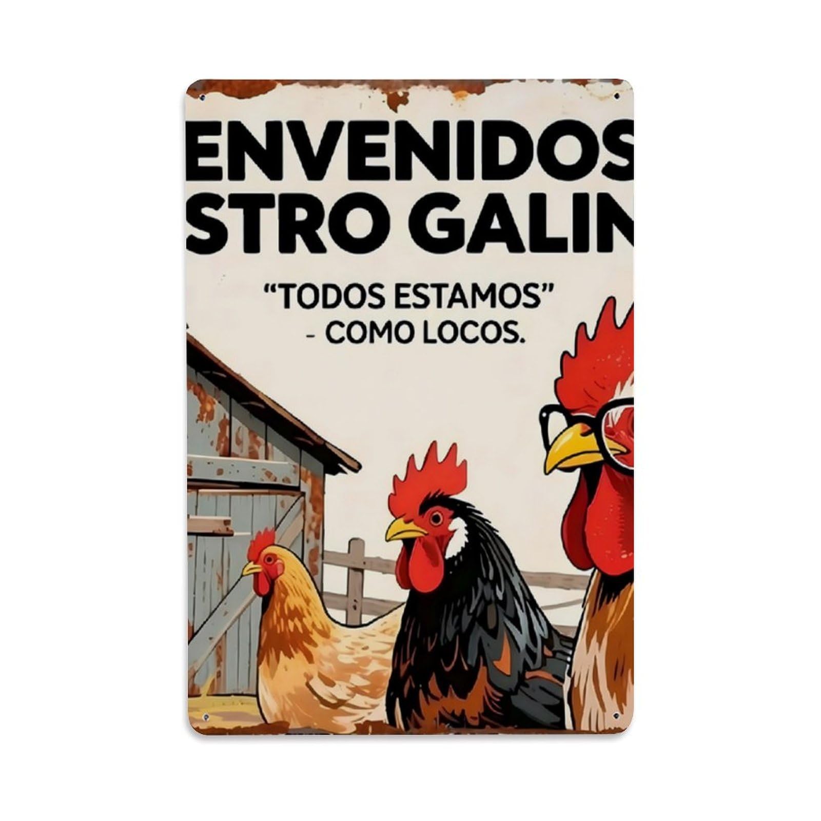 Spanish Funny Chicken Coop Vintage Sign Vintage Aluminium Metal Sign, Retro Wall Decor for Home, Bar, Garage & Farmhouse 30x20cm